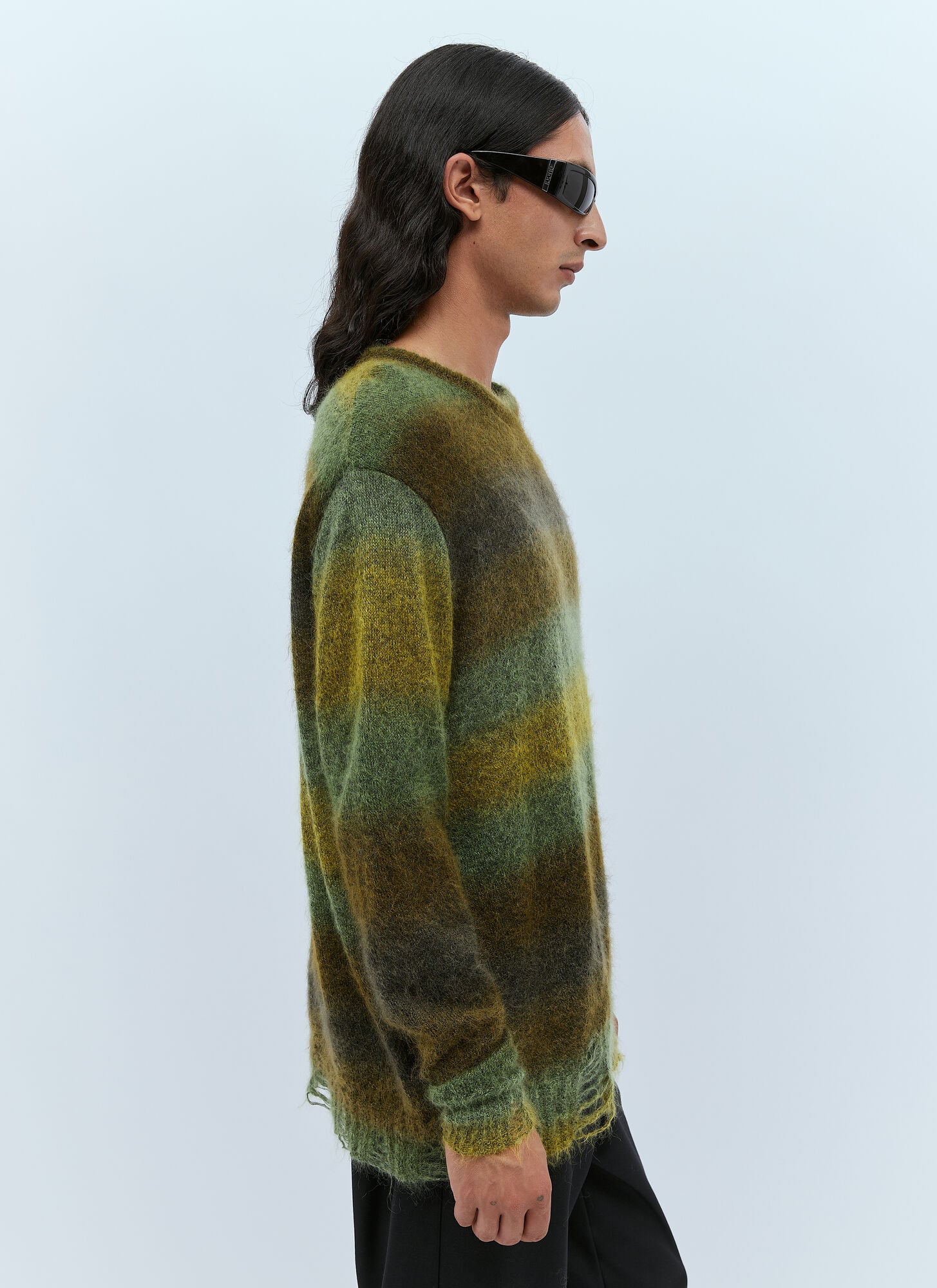  Song For The Mute Song For The Mute Distressed Oversized Mohair Sweater - Mann Strick Green M 