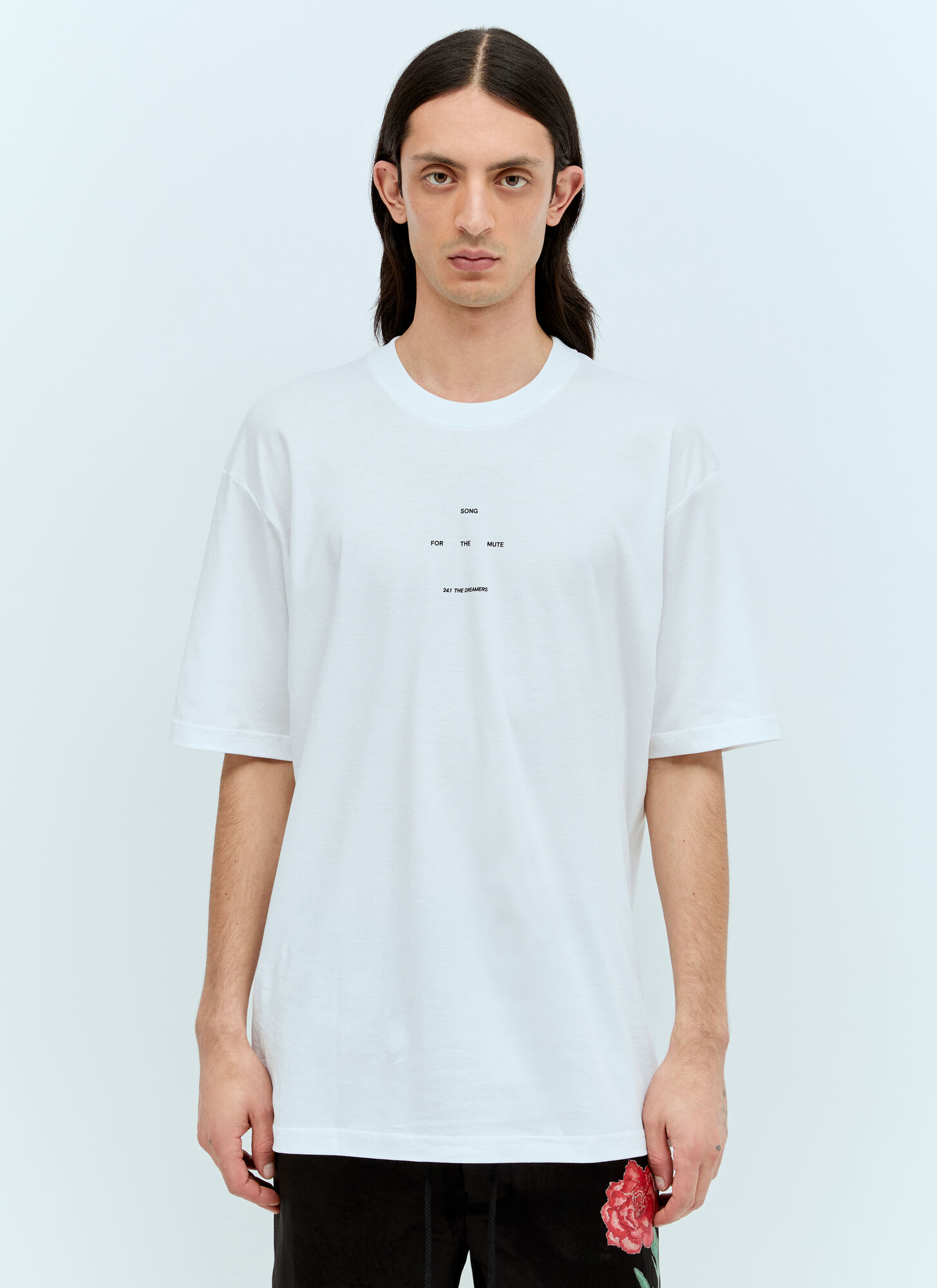 Song For The Mute Men's White Logo Print T-Shirt - Man T-Shirts Xl