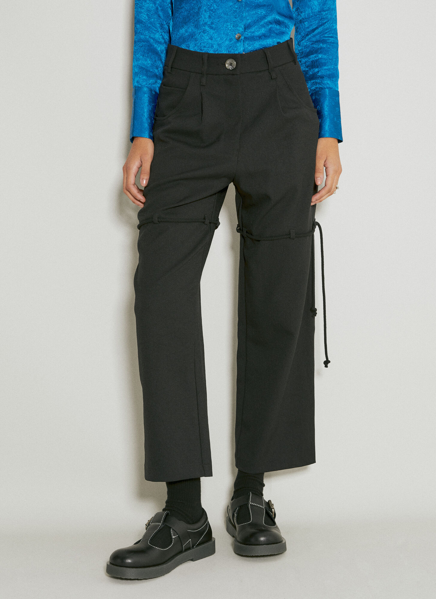 Song For The Mute Women's Black Straight Leg Suit Pants - Woman Pants Fr - 42