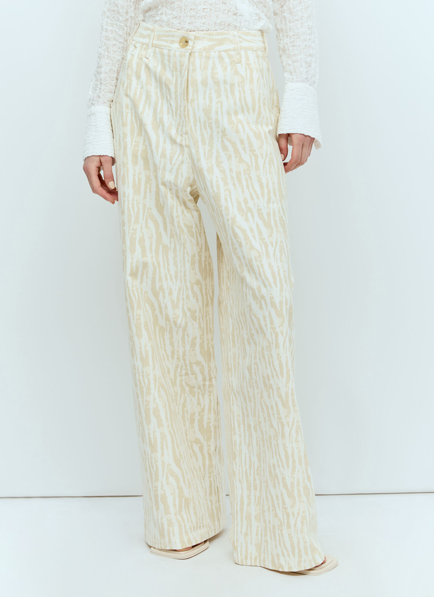 Song For The Mute Women's Cream Printed Pants - Woman Pants Eu - 40