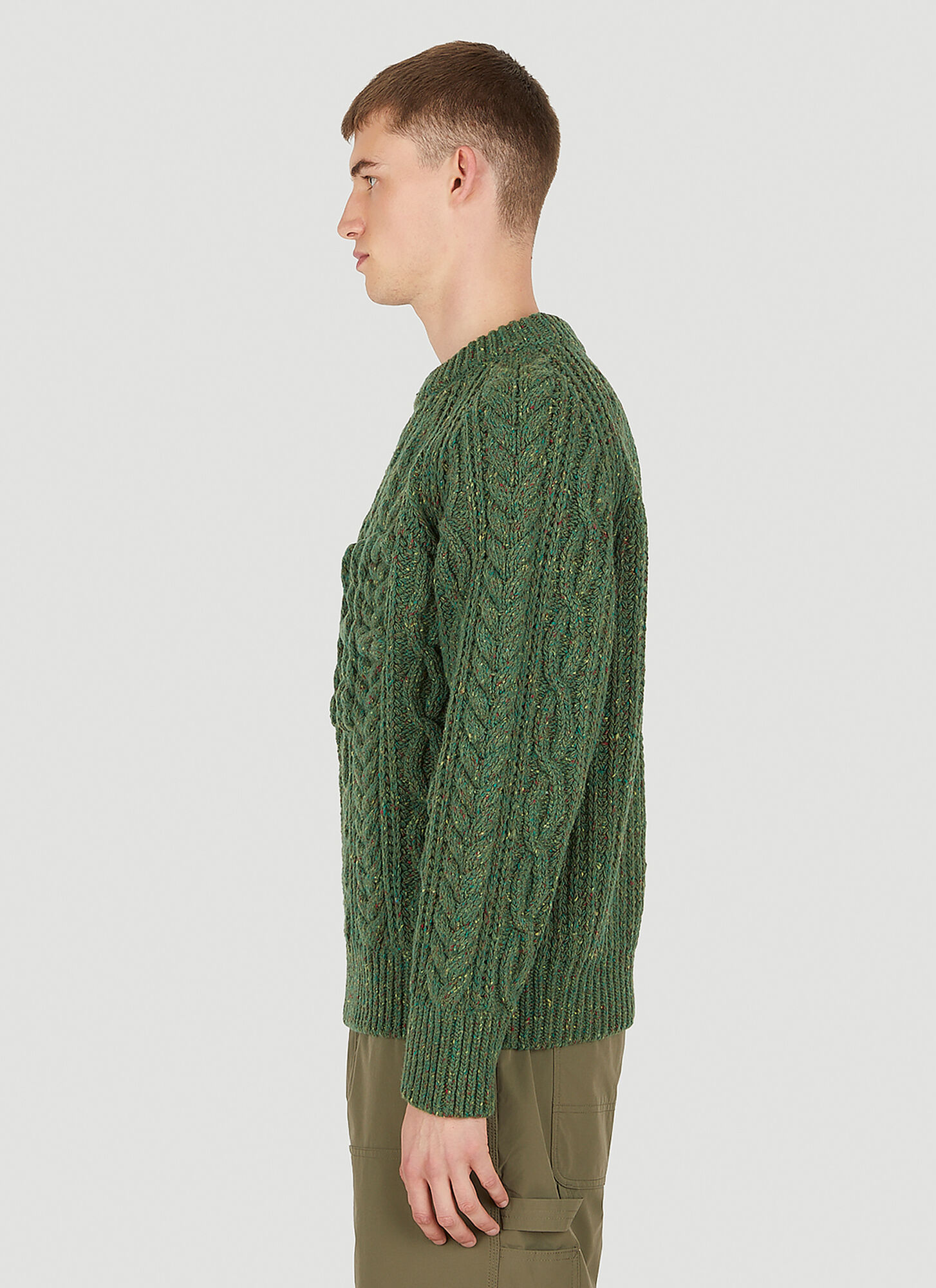  Sky High Farm Workwear Sky High Farm Workwear Cable Knit Sweater -  Strick Dark Green L 