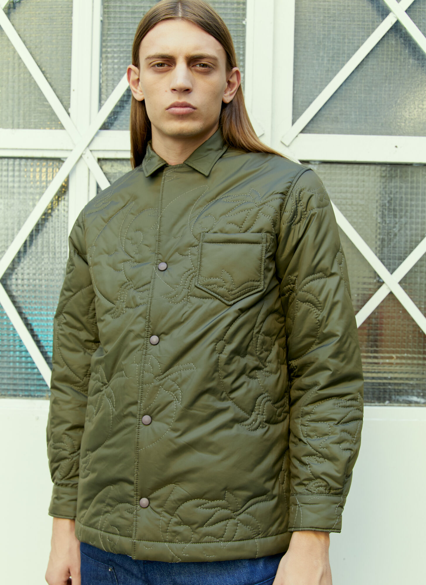  Sky High Farm Workwear Sky High Farm Workwear Palm Tree Quilted Overshirt -  Jacken Green Xs 