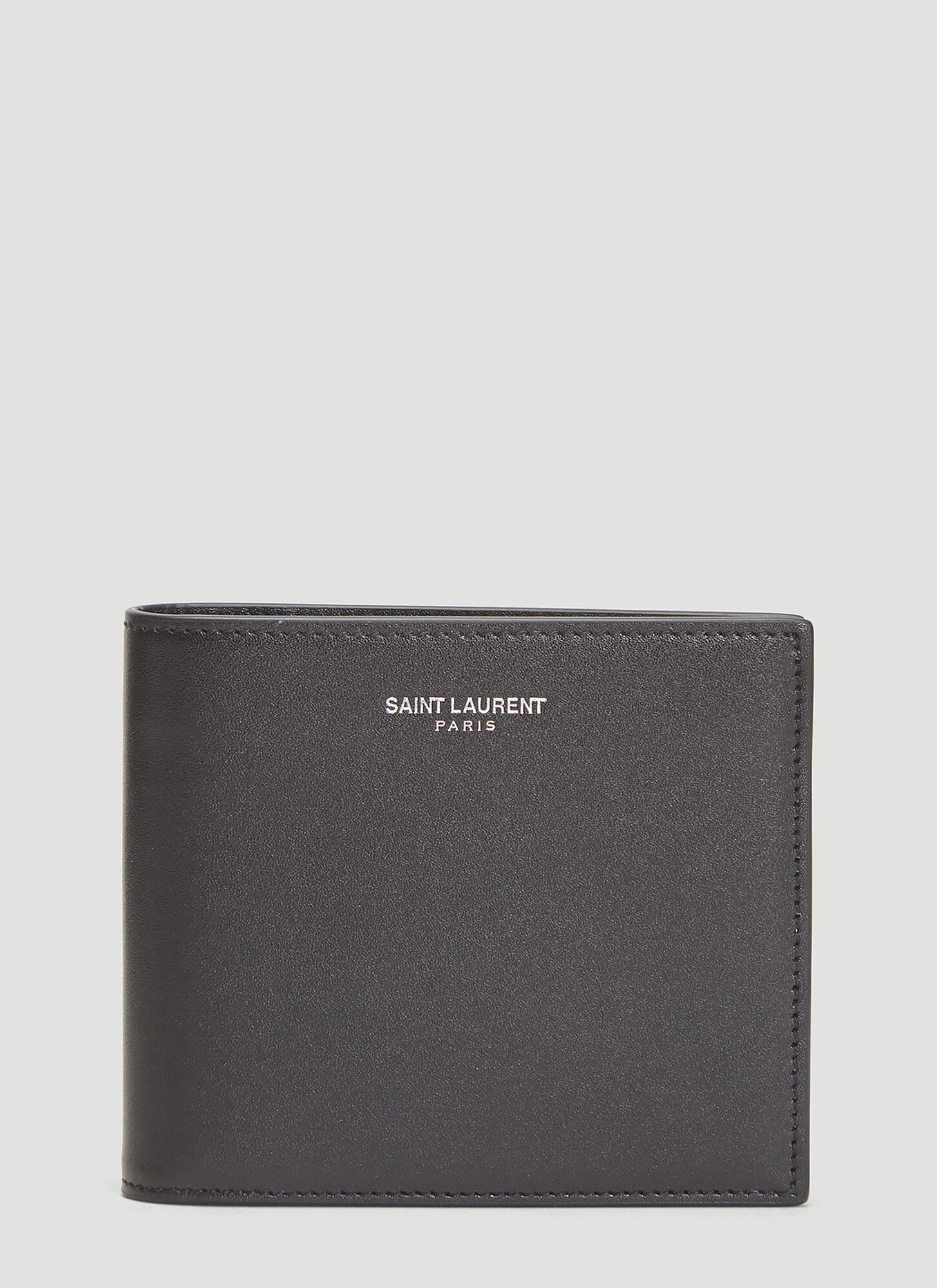 Saint Laurent Logo Print Bi-fold Wallet - Man Wallets & Cardholders Black One Size　サンローラン ロゴ プリント 二つ折り財布 - メンズ ウォレット & カードホルダー ブラック フリー サイズ Saint