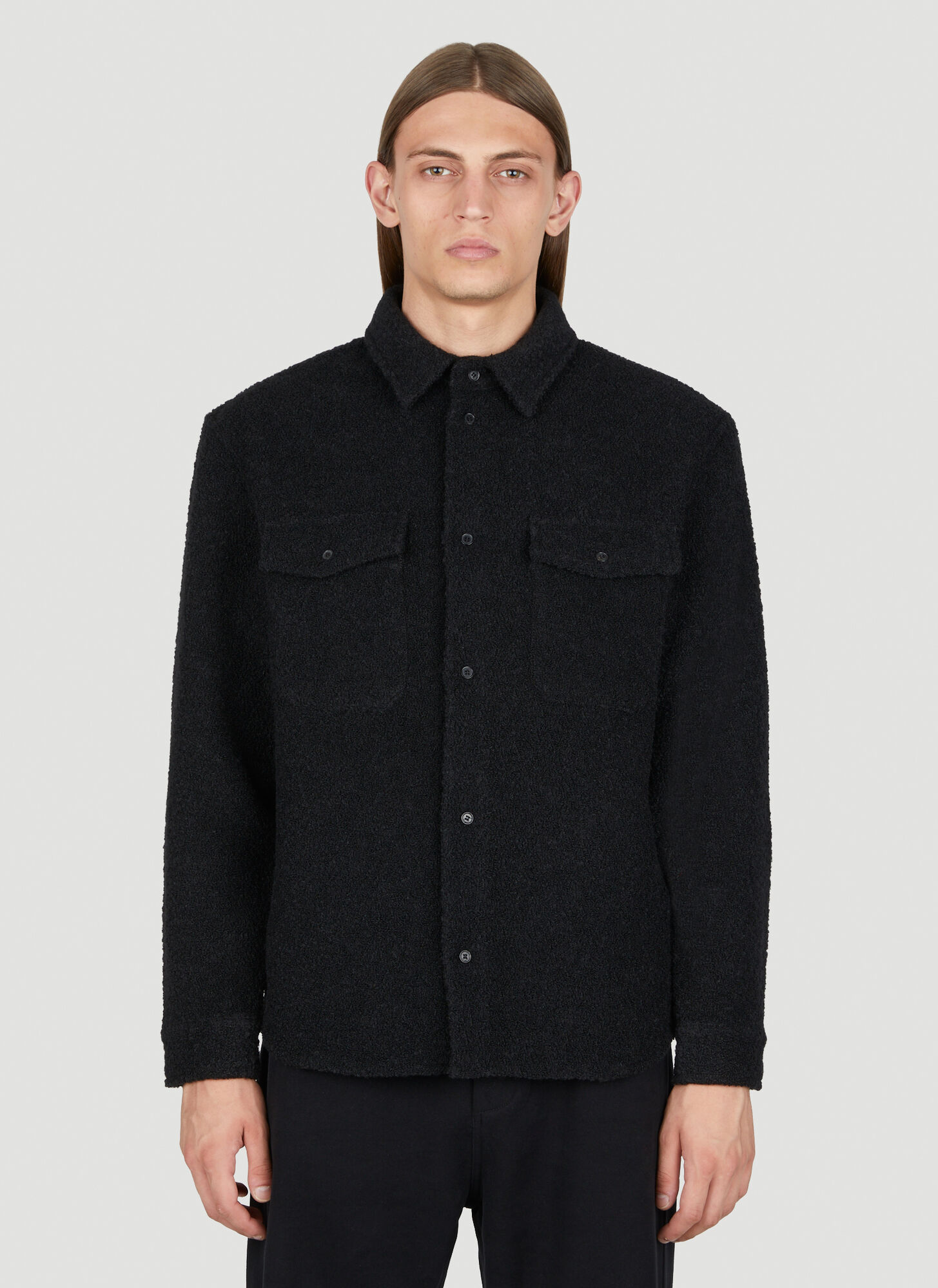 Shop Saint Laurent Textured Overshirt In Black