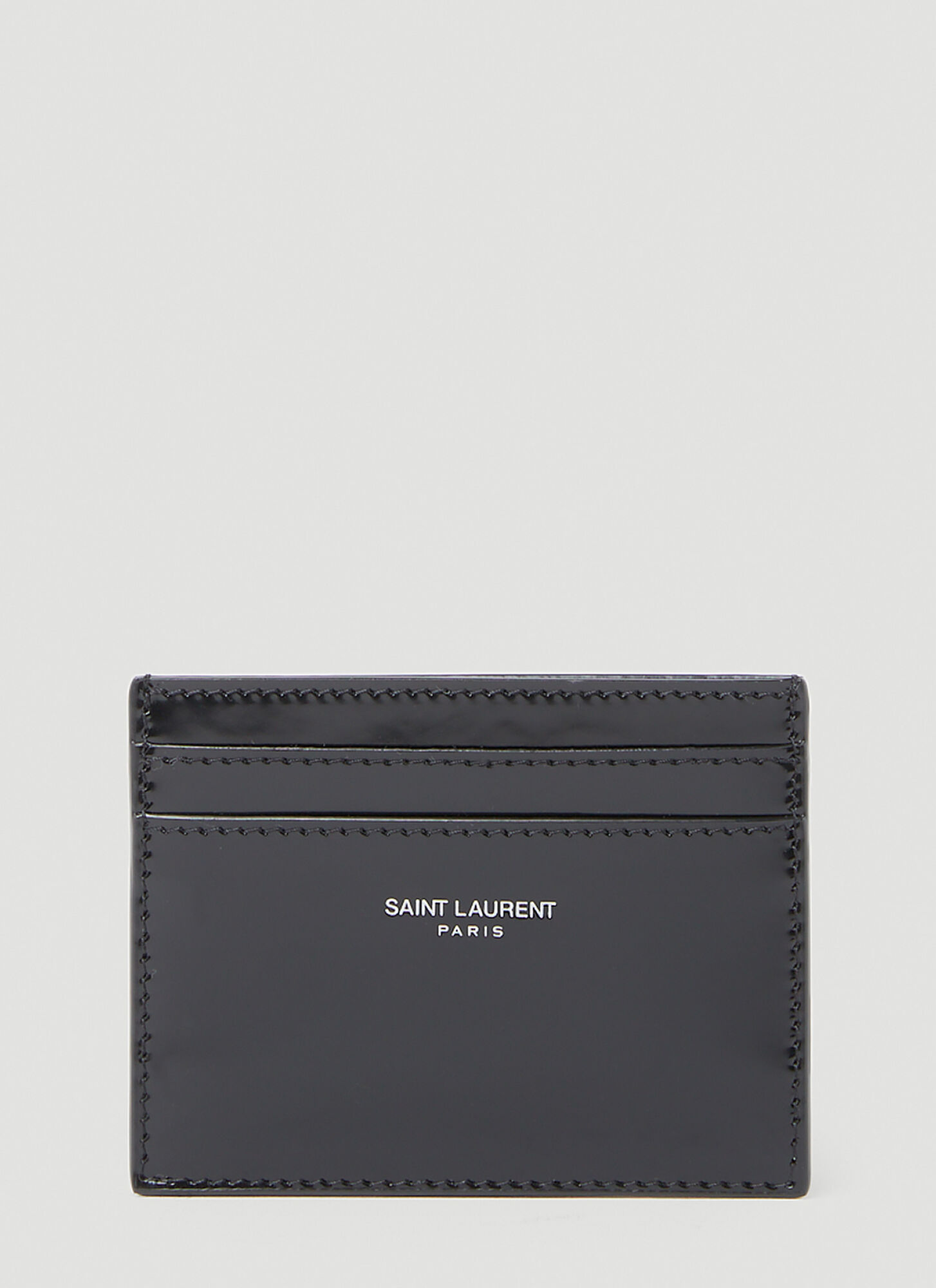 Saint Laurent Patent Leather Logo Cardholder In Black