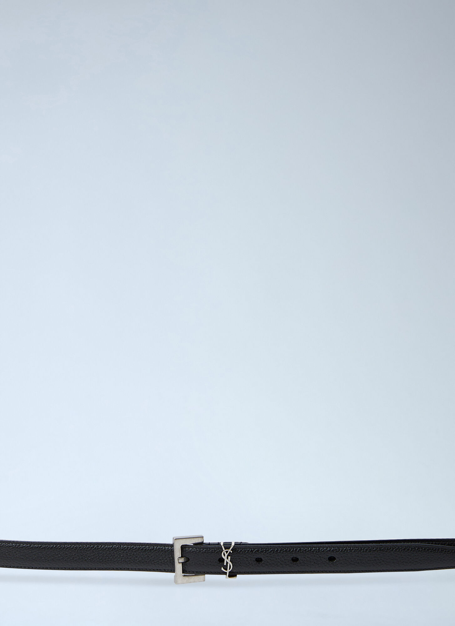 Saint Laurent Men's Black Cassandre Thin Belt - Man Belts 100