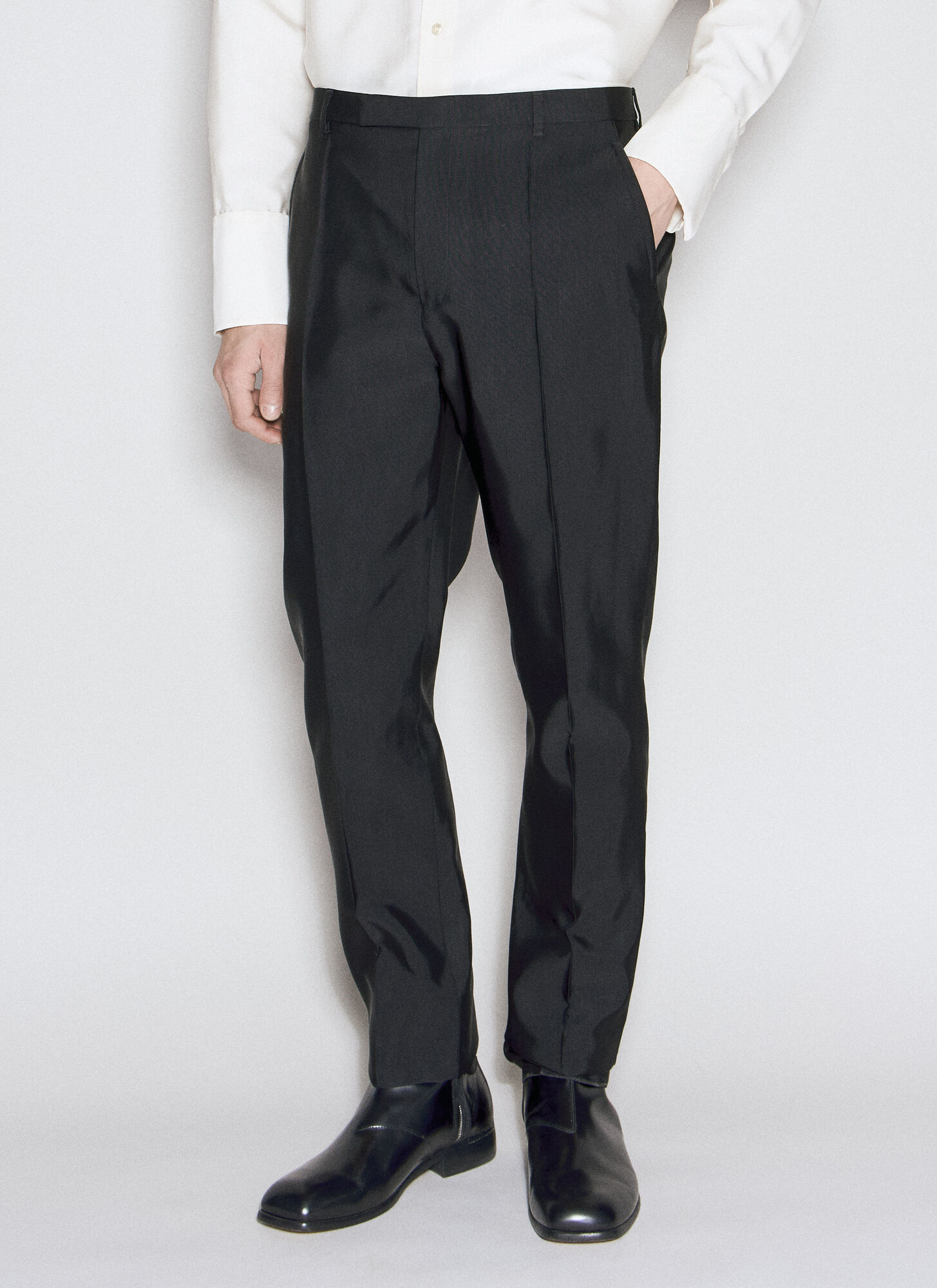 Saint Laurent High-waisted Faille Pants In Black