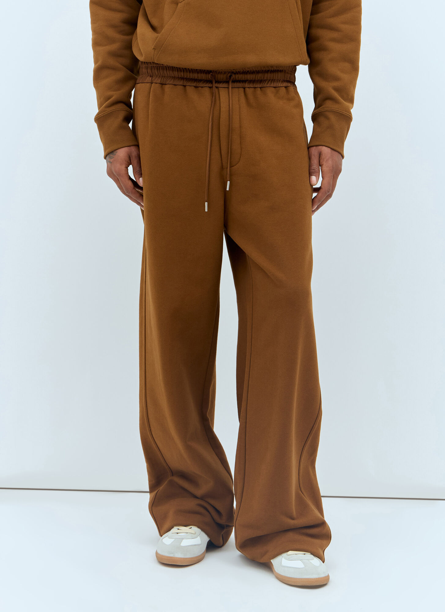 Saint Laurent Logo Embroidery Track Pants In Brown