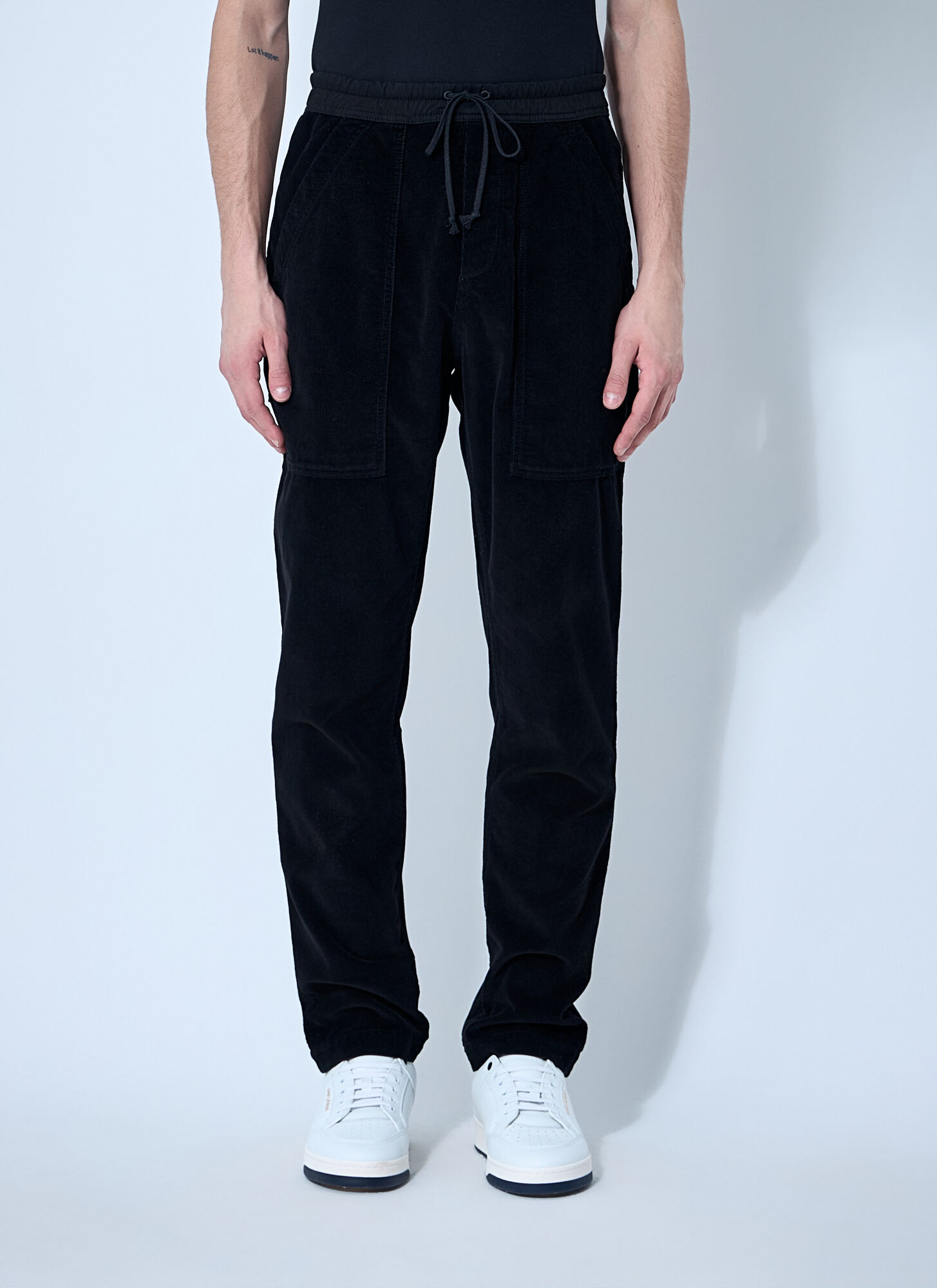 Saint Laurent Men Corduroy Drawstring Pants In Black