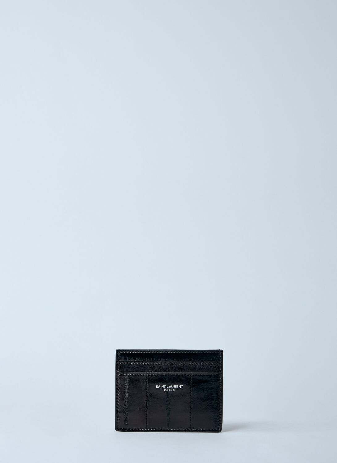 Saint Laurent Logo Print Leather Cardholder In Brown