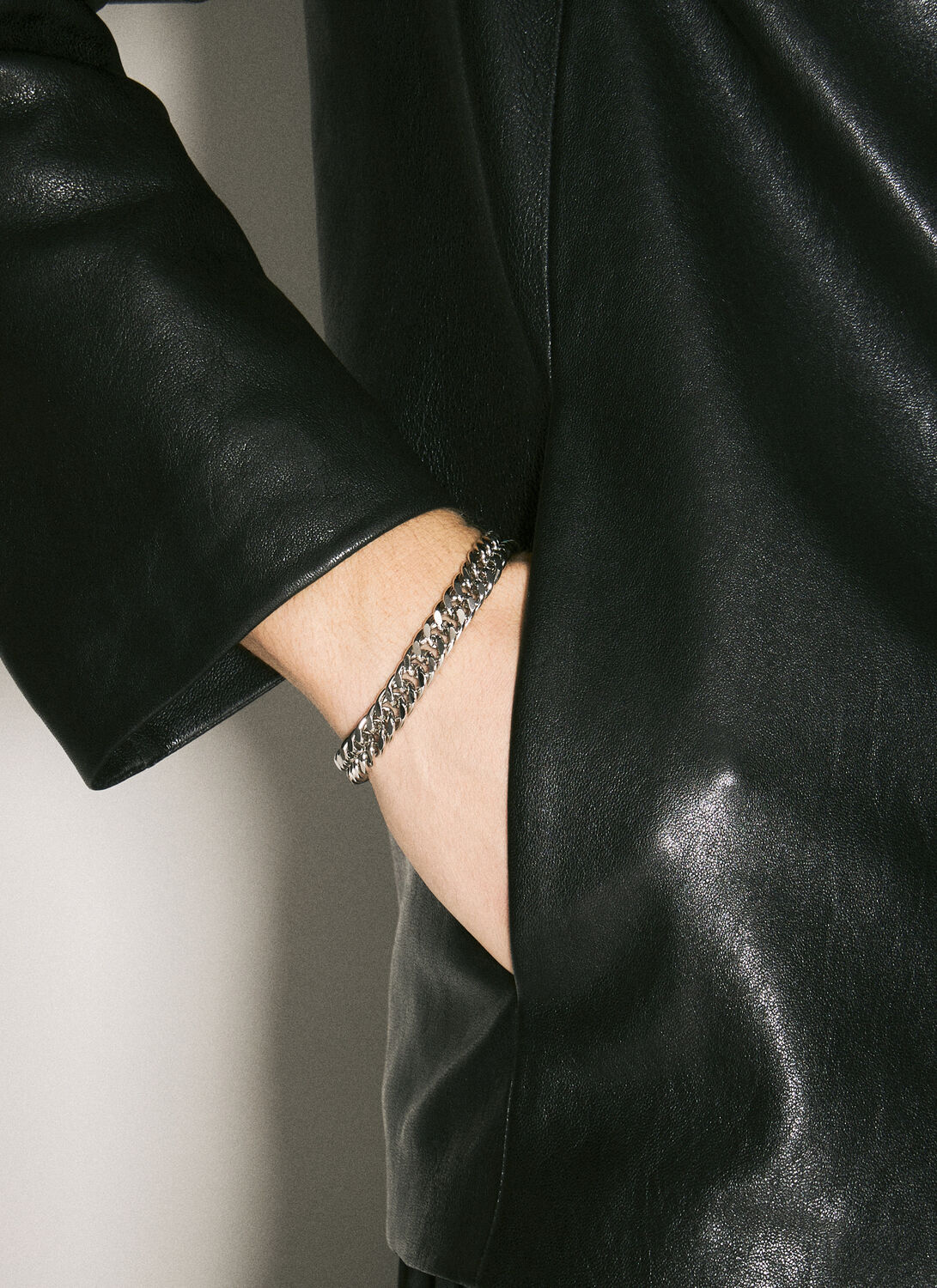 Saint Laurent Curb-chain Bracelet In Silver