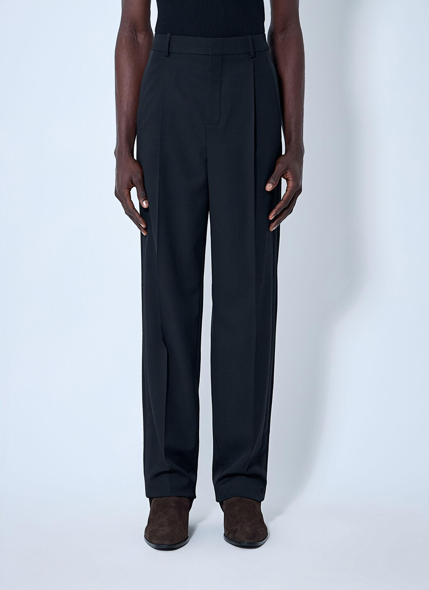 Saint Laurent Tuxedo High Rise Pants In Black