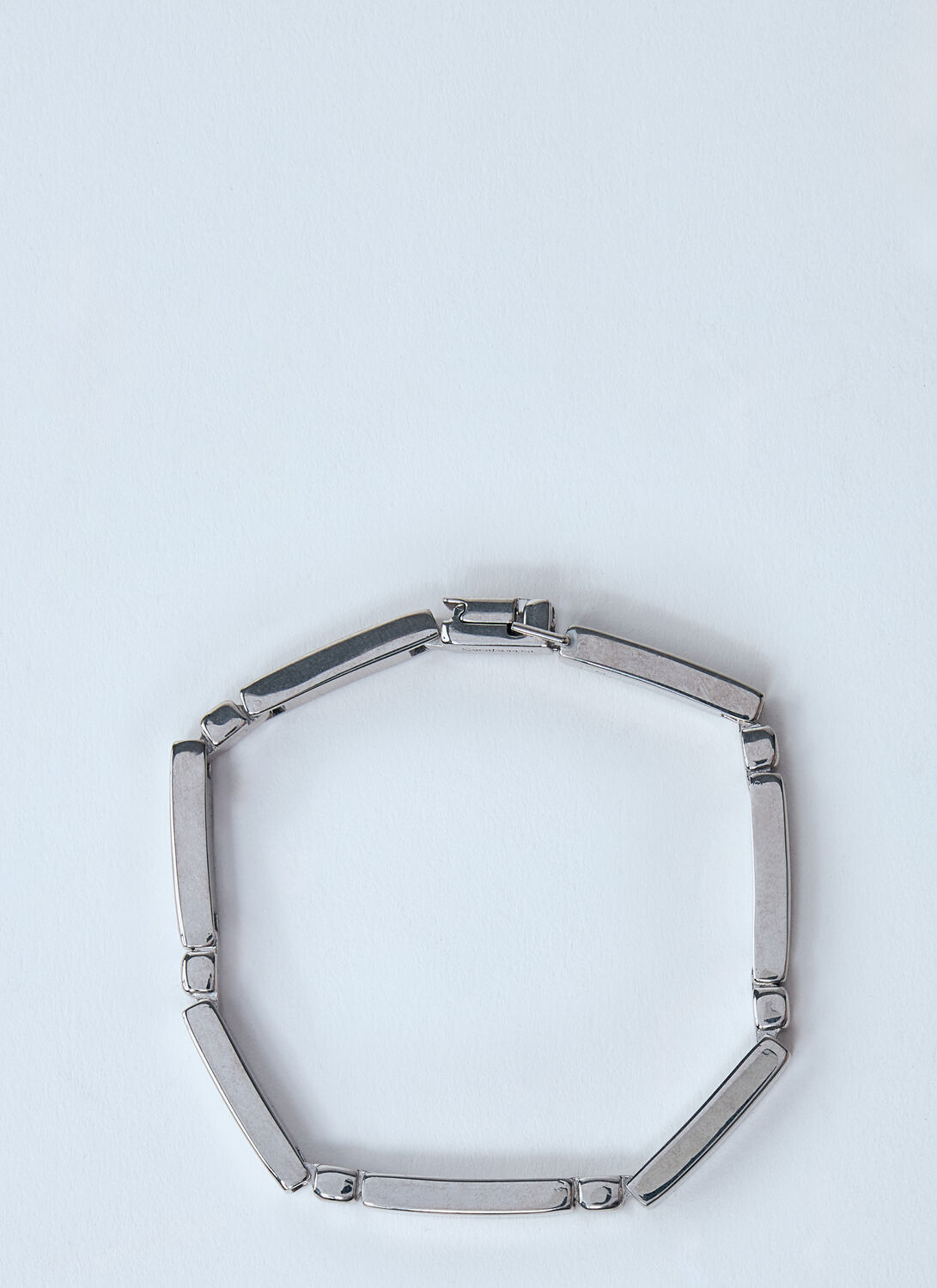 Saint Laurent Men Metal Bar Bracelet In Silver