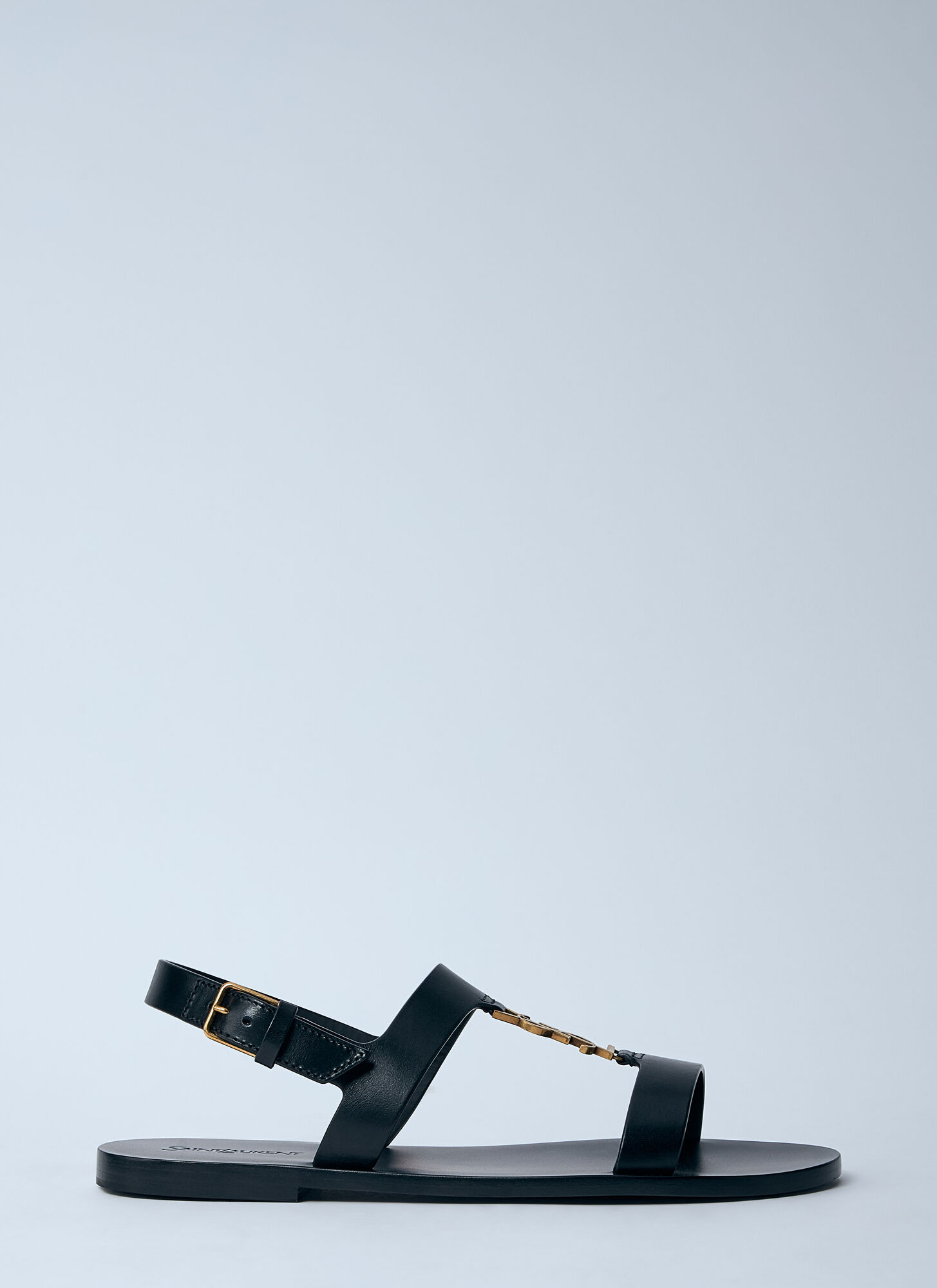 Saint Laurent Cassandre Sandals In Smooth Leather In Black