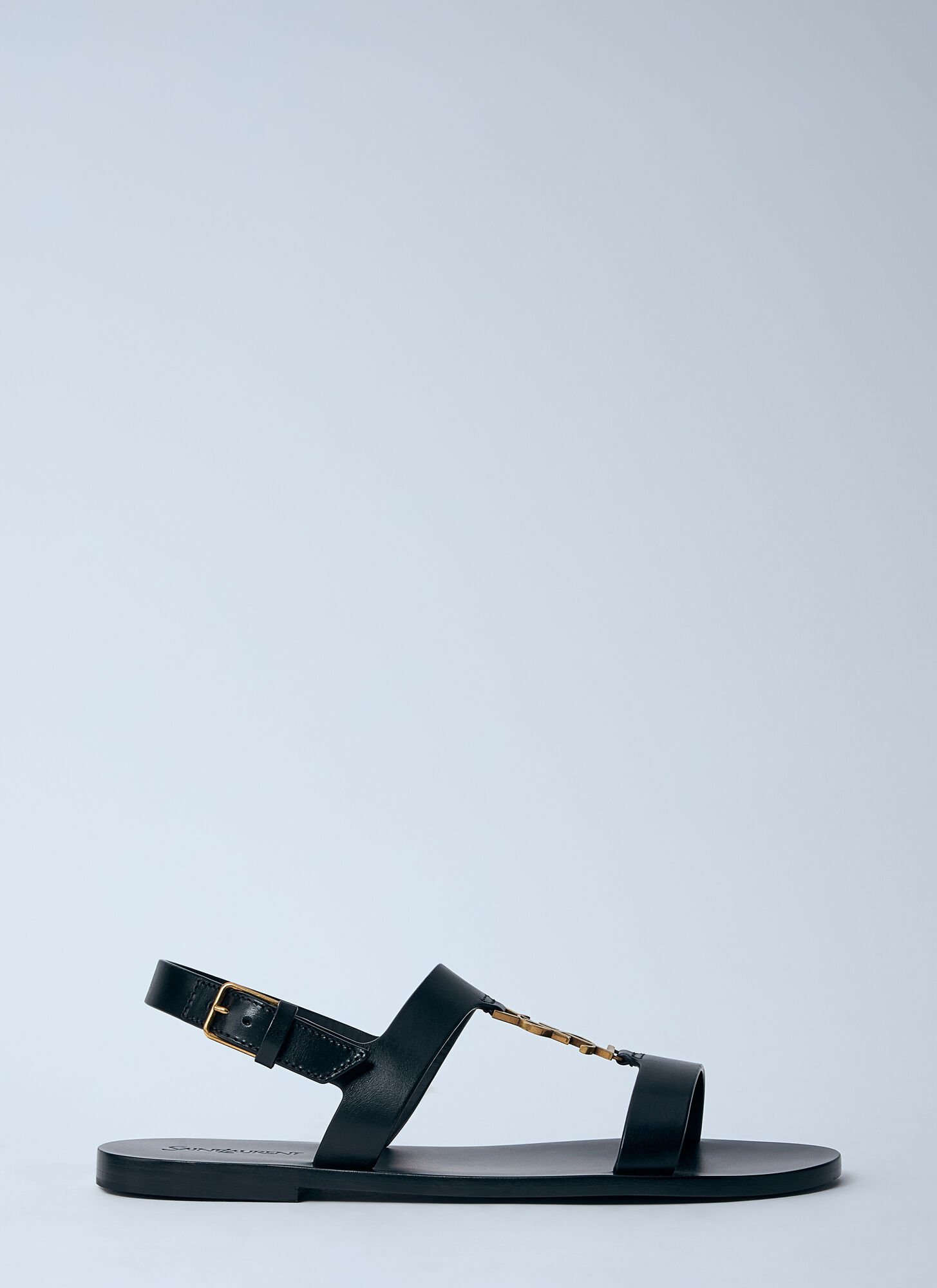 Saint Laurent Cassandre Sandals In Smooth Leather In Black