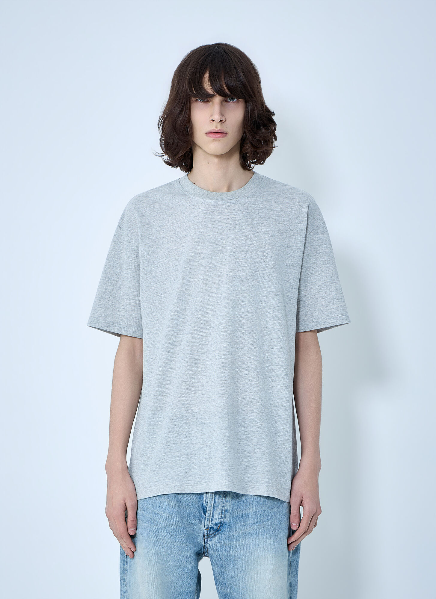 Saint Laurent Saint Laurent Cassandre Oversize T-shirt - Man T-shirts Grey L　サンローラン カサンドル オーバーサイズ T シャツ - メンズ T シャツ グレー L