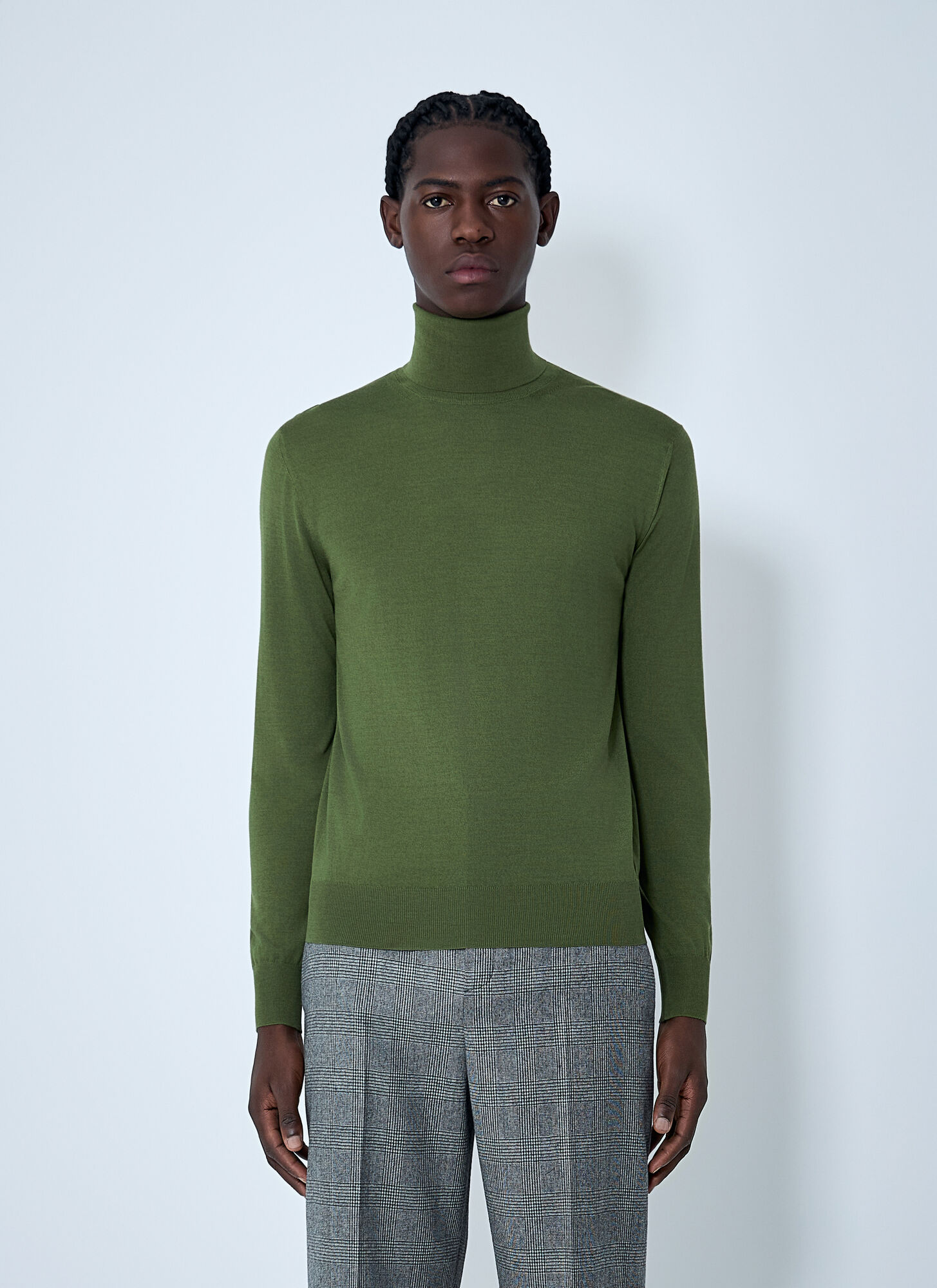 Saint Laurent Saint Laurent Fine Knit Turtleneck Sweater - Man Knitwear Olive S　サンローラン ファイン ニット タートルネック セーター - メンズ ニットウェア オリーブ S