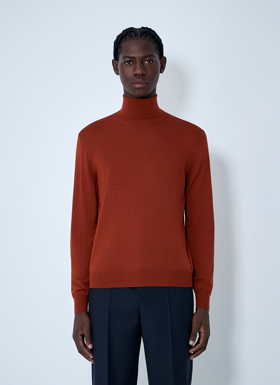 Saint Laurent Wool Turtleneck Sweater In Brown