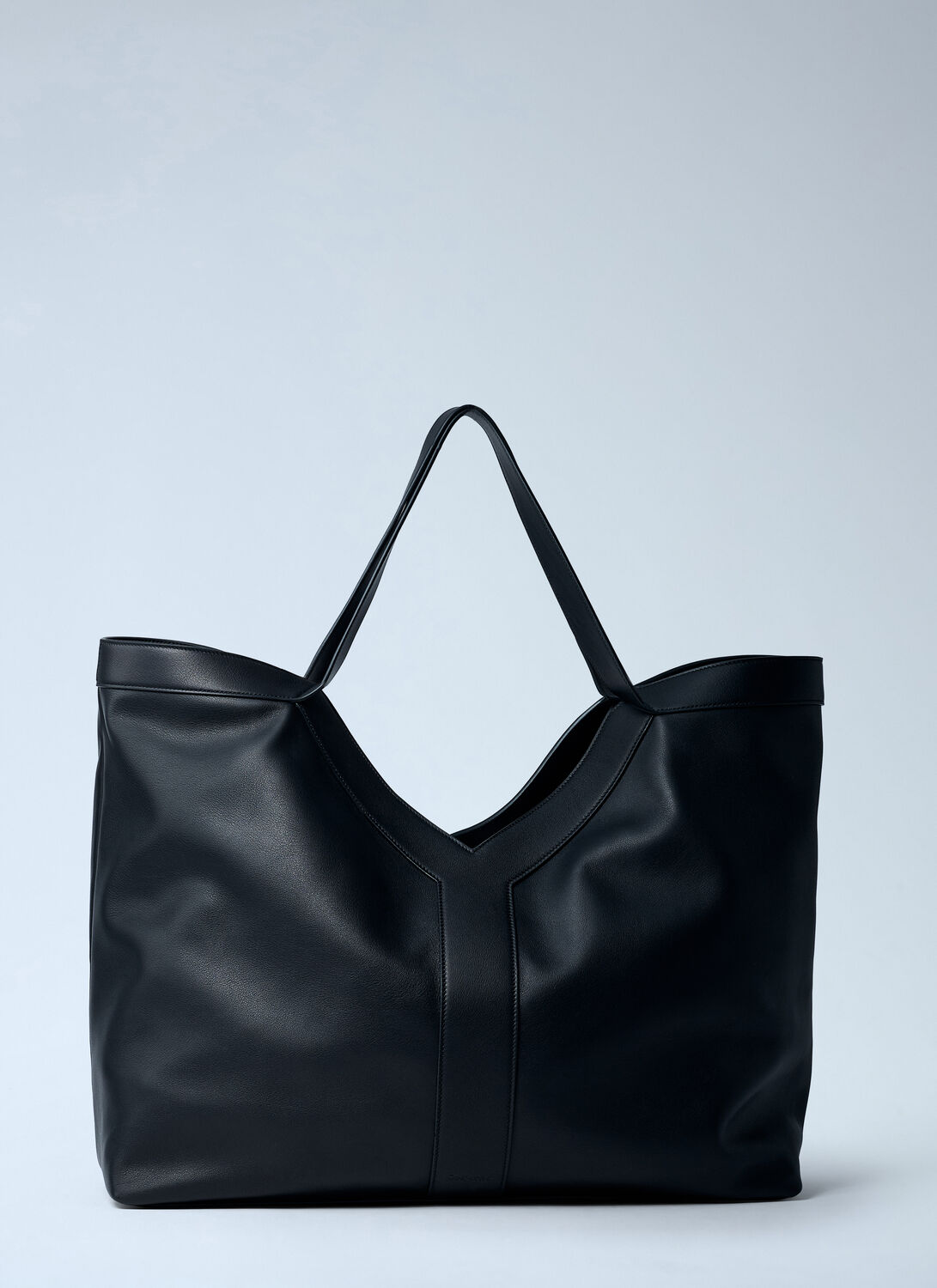 Saint Laurent Large Y-shaped Leather Tote Bag In Black