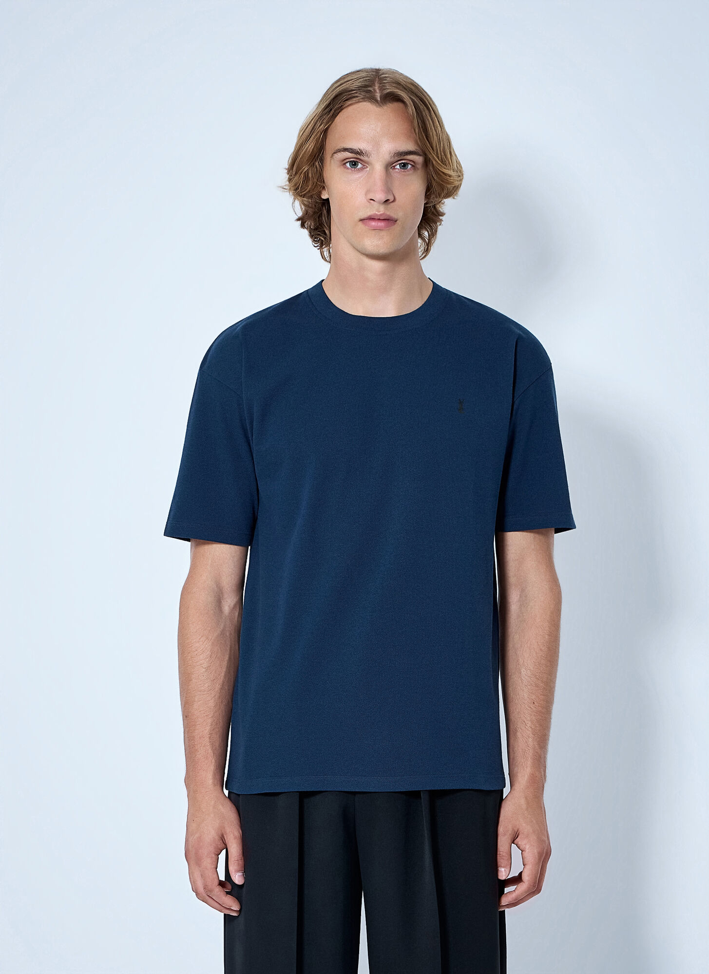 Saint Laurent Saint Laurent Cassandre Oversized T-shirt - Man T-shirts Blue L　サンローラン カサンドル オーバーサイズ T シャツ - メンズ T シャツ ブルー L