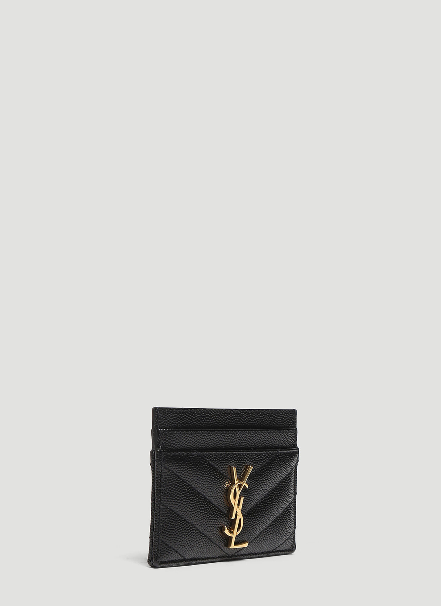  Saint Laurent Saint Laurent Monogram Grain De Poudre Matelassé Card Case - Woman Wallets & Cardholders Black One Size 