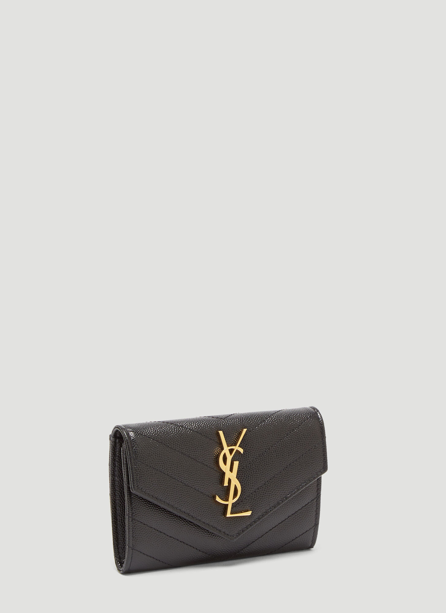  Saint Laurent Saint Laurent Logo Plaque Envelope Wallet - Frau Geldbörsen & Kartenhalter Black One Size 