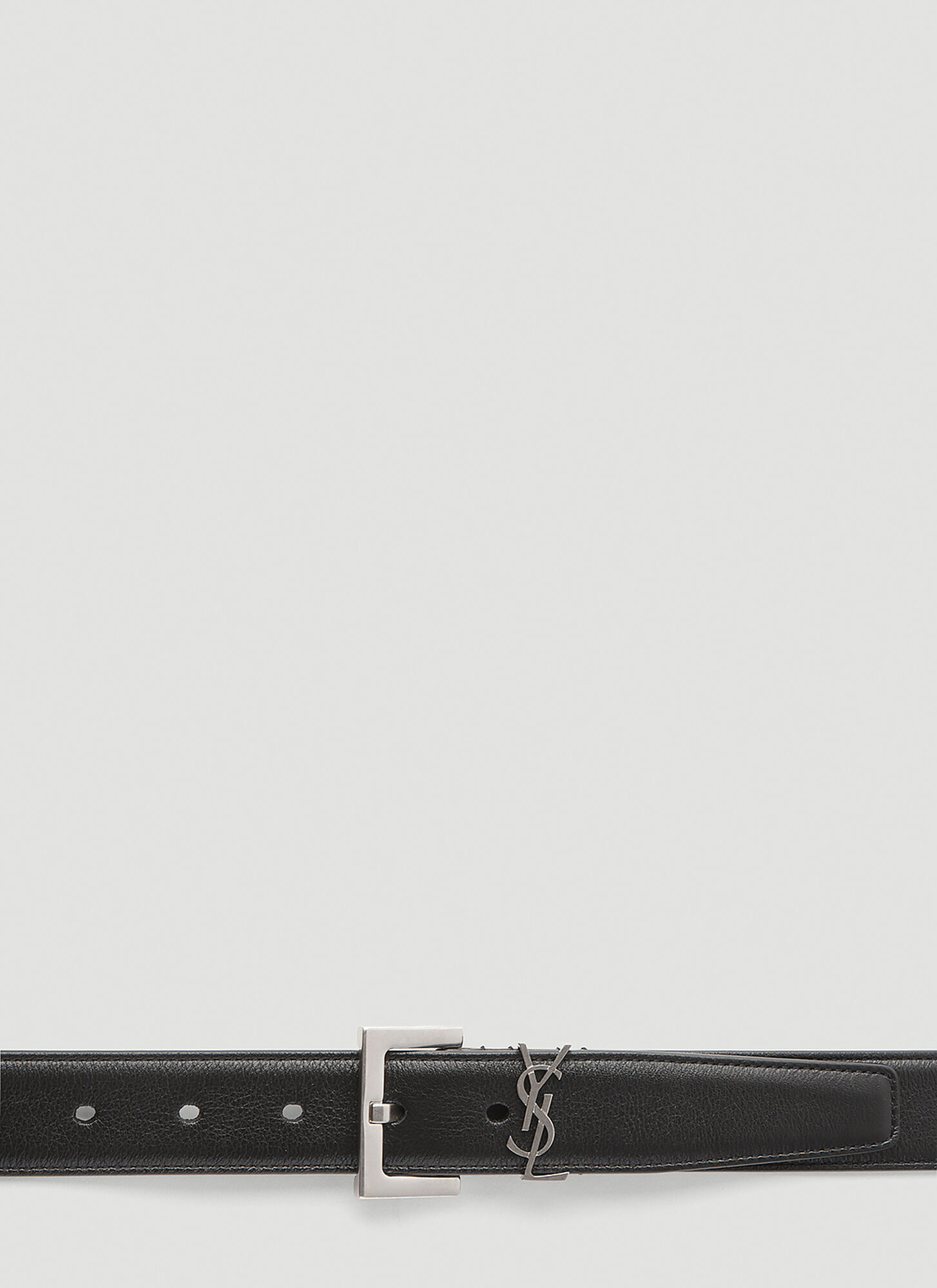 Saint Laurent Cassandre Leather Belt - Female 腰带 Black 100