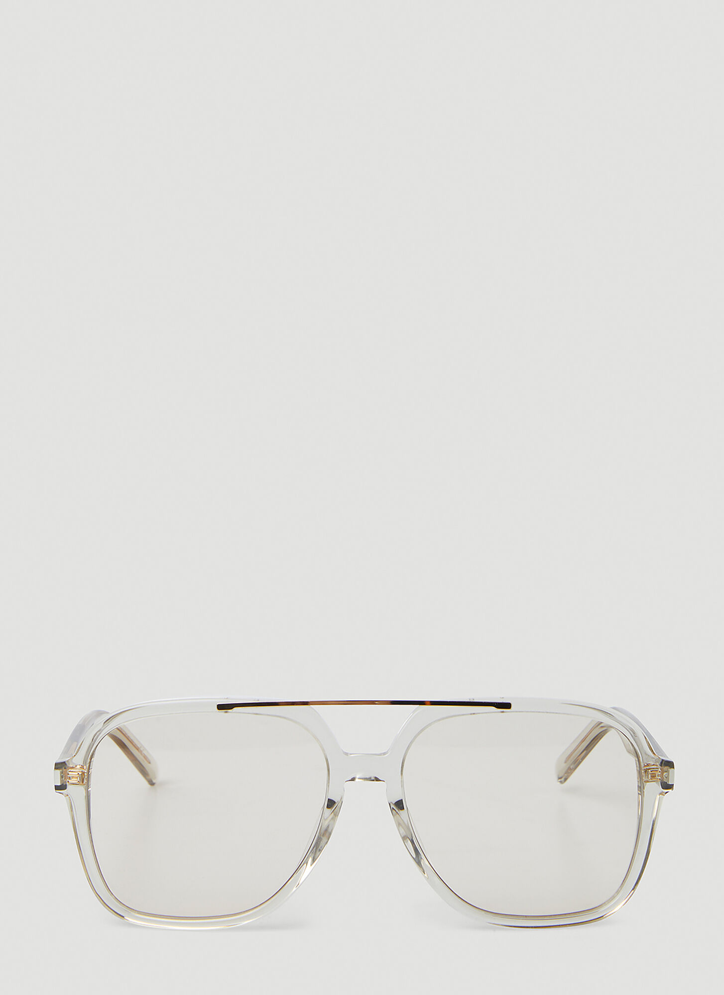 Saint Laurent Aviator Transparent Acetate Sunglasses In Transparent
