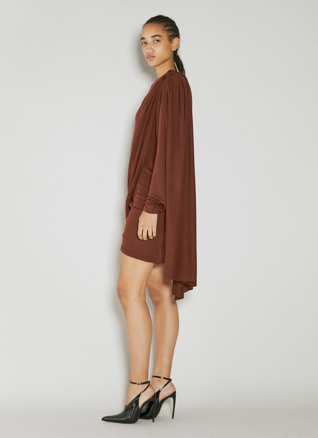 Saint Laurent Draped Wool Dress - Woman Dresses Red Fr - 36