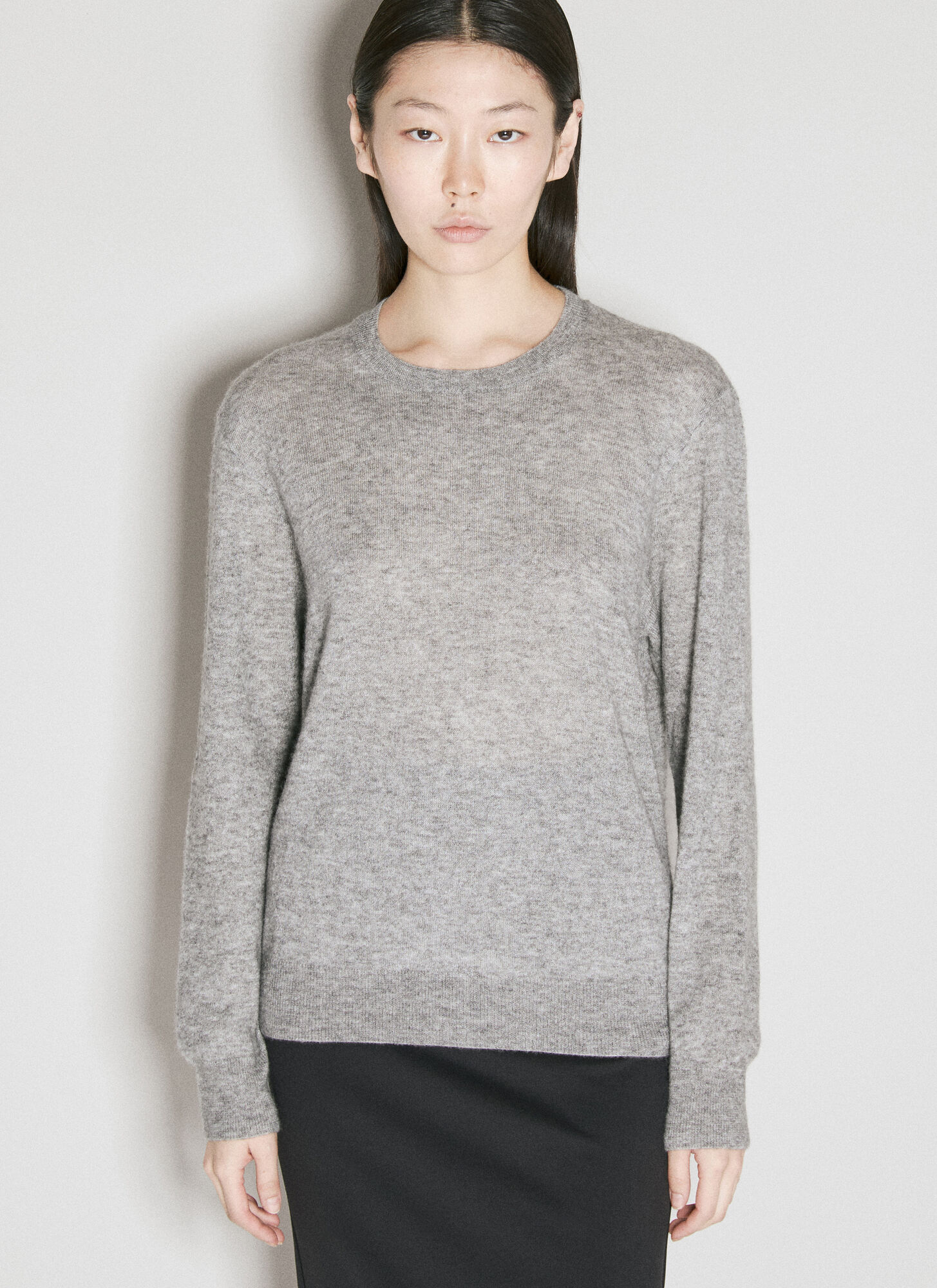 Shop Saint Laurent Cashmere-and-silk Sweater In Grey