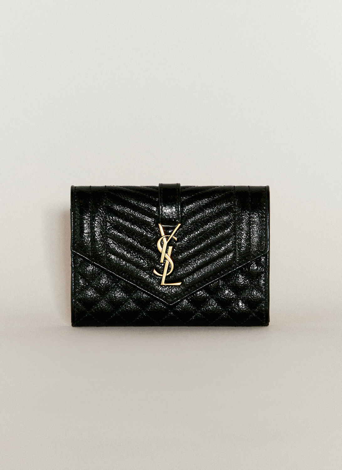 Saint Laurent Envelope Small Matelassé Wallet In Black