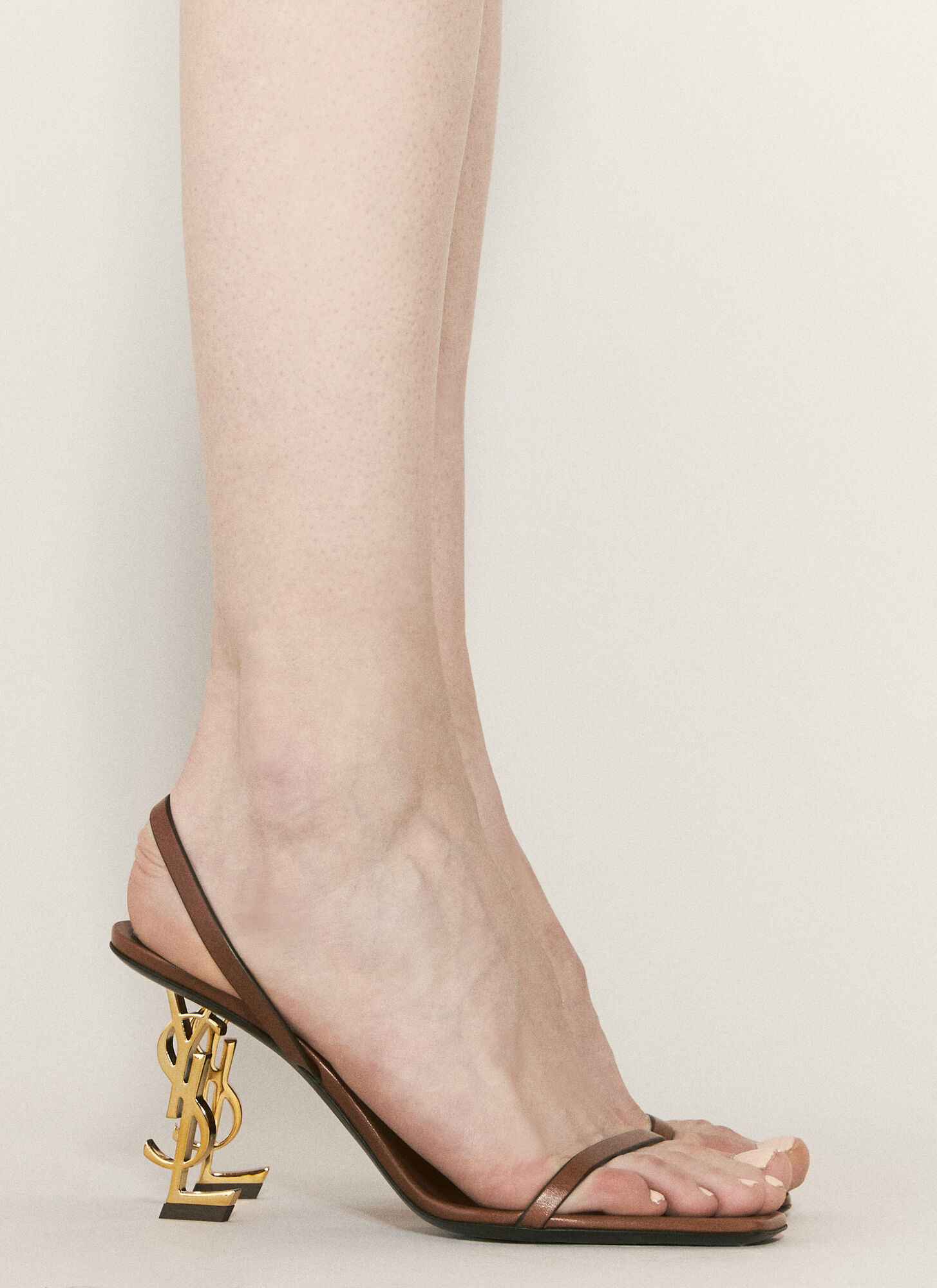 Shop Saint Laurent Opyum Slingback Sandals In Brown