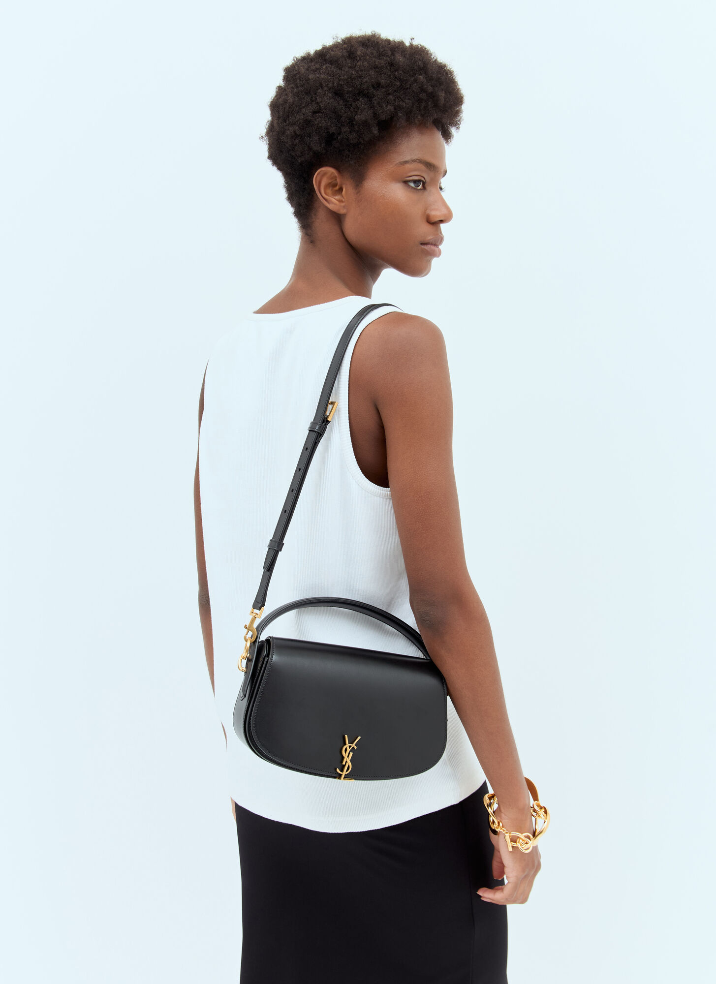 Shop Saint Laurent Voltaire Shoulder Bag In Black