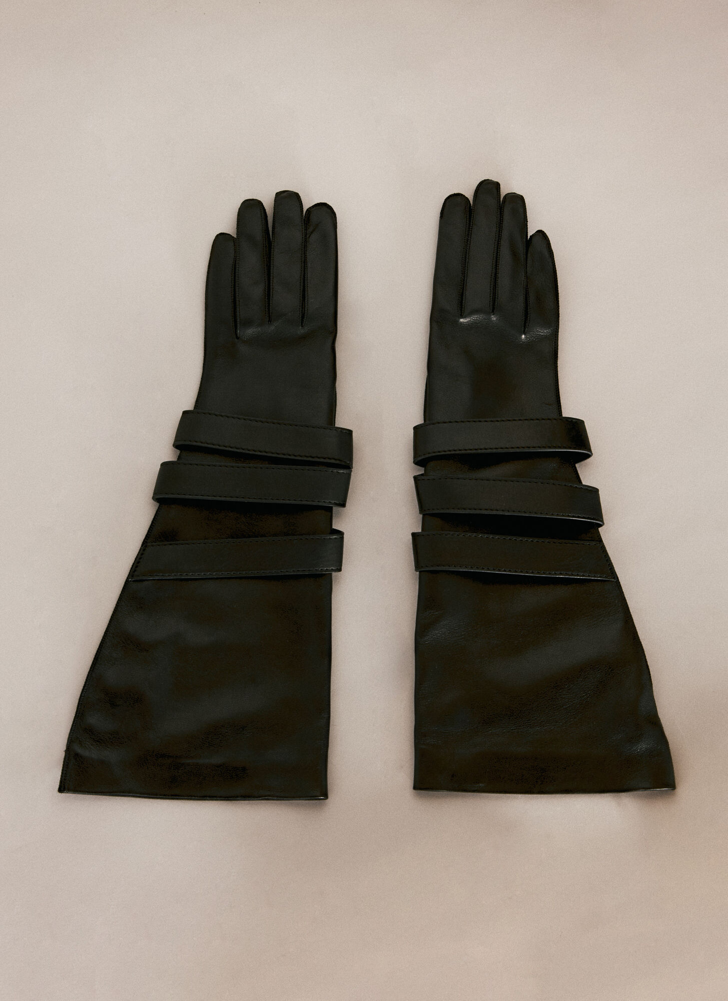 Shop Saint Laurent Aviator Leather Gloves In Black