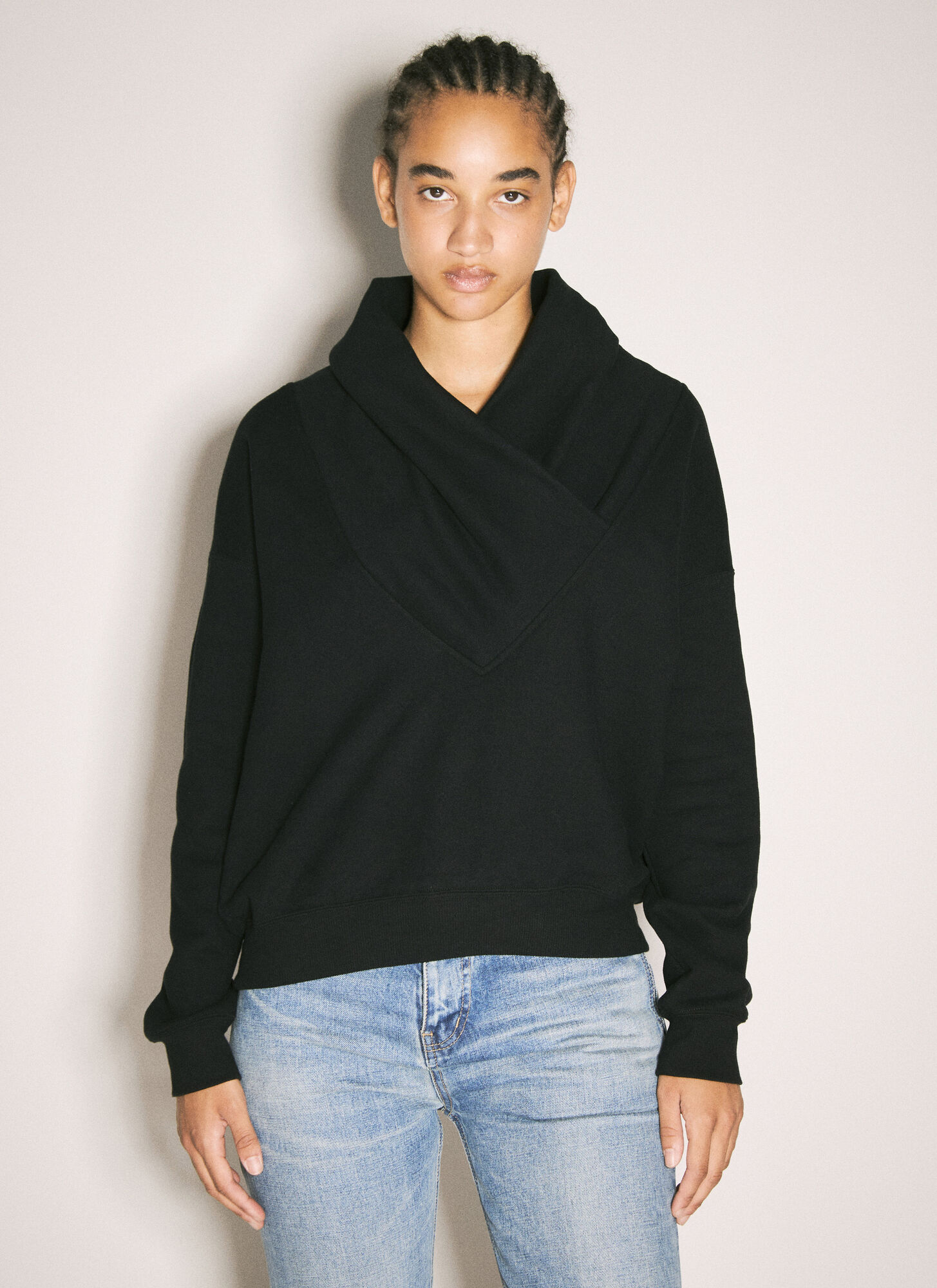 Saint Laurent Saint Laurent V Neck Sweatshirt - Woman Sweatshirts Black M　サンローラン V ネック スウェットシャツ - レディース スウェットシャツ ブラック M