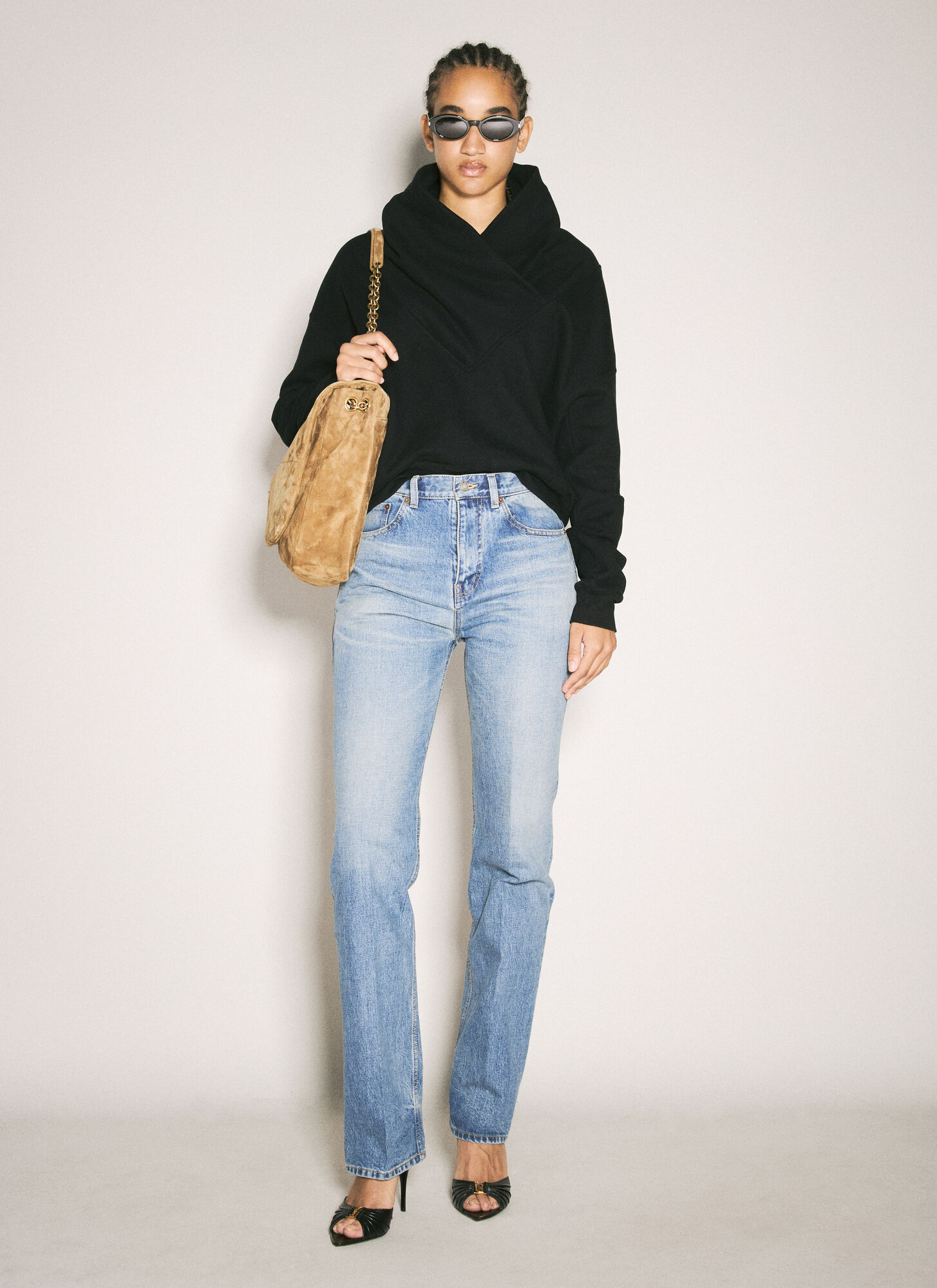  Saint Laurent Saint Laurent V Neck Sweatshirt - Frau Sweatshirts Black M 