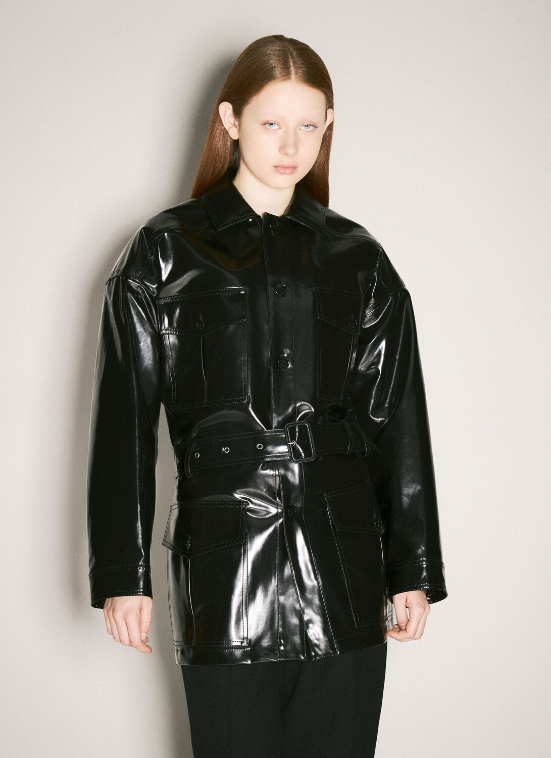Saint Laurent Saharienne Jacket In Coated Cotton In Black