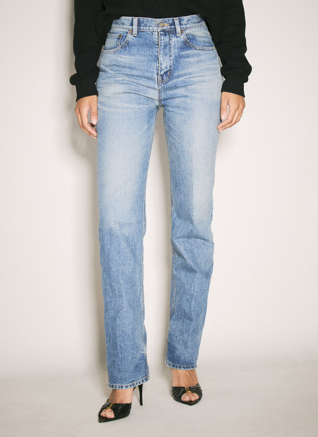 Saint Laurent High-rise Straight Jeans In Blue