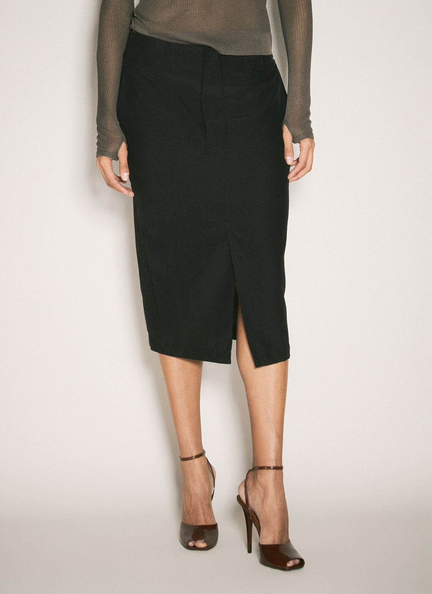 Saint Laurent Women's Black Silk Pencil Skirt - Woman Skirts Fr - 38