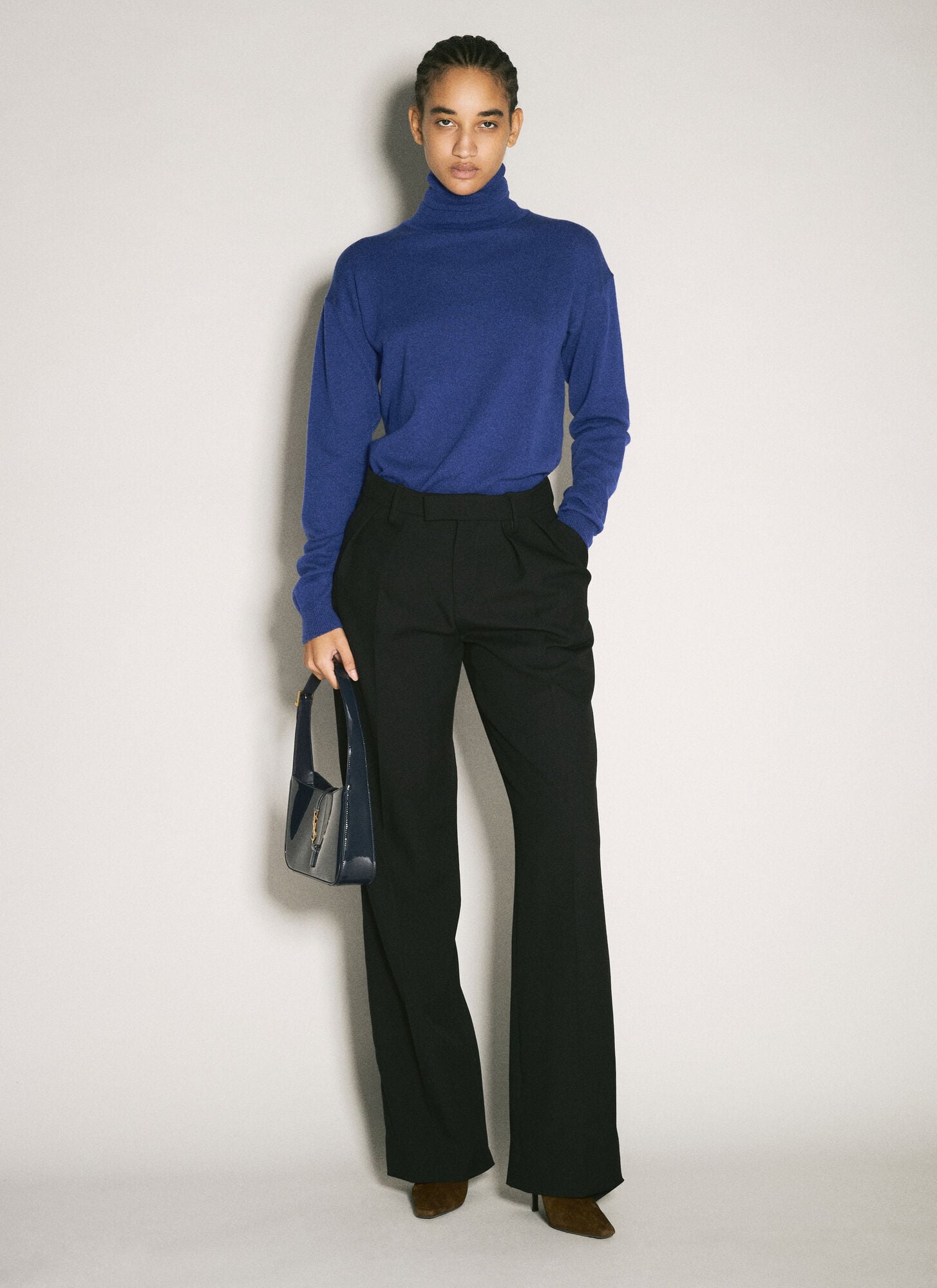  Saint Laurent Saint Laurent Turtleneck Garter Sweater - Frau Strick Blue M 