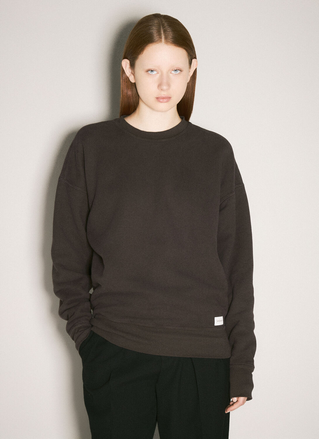 Saint Laurent Chocolate Cotton Oversize Sweatshirt In Brown