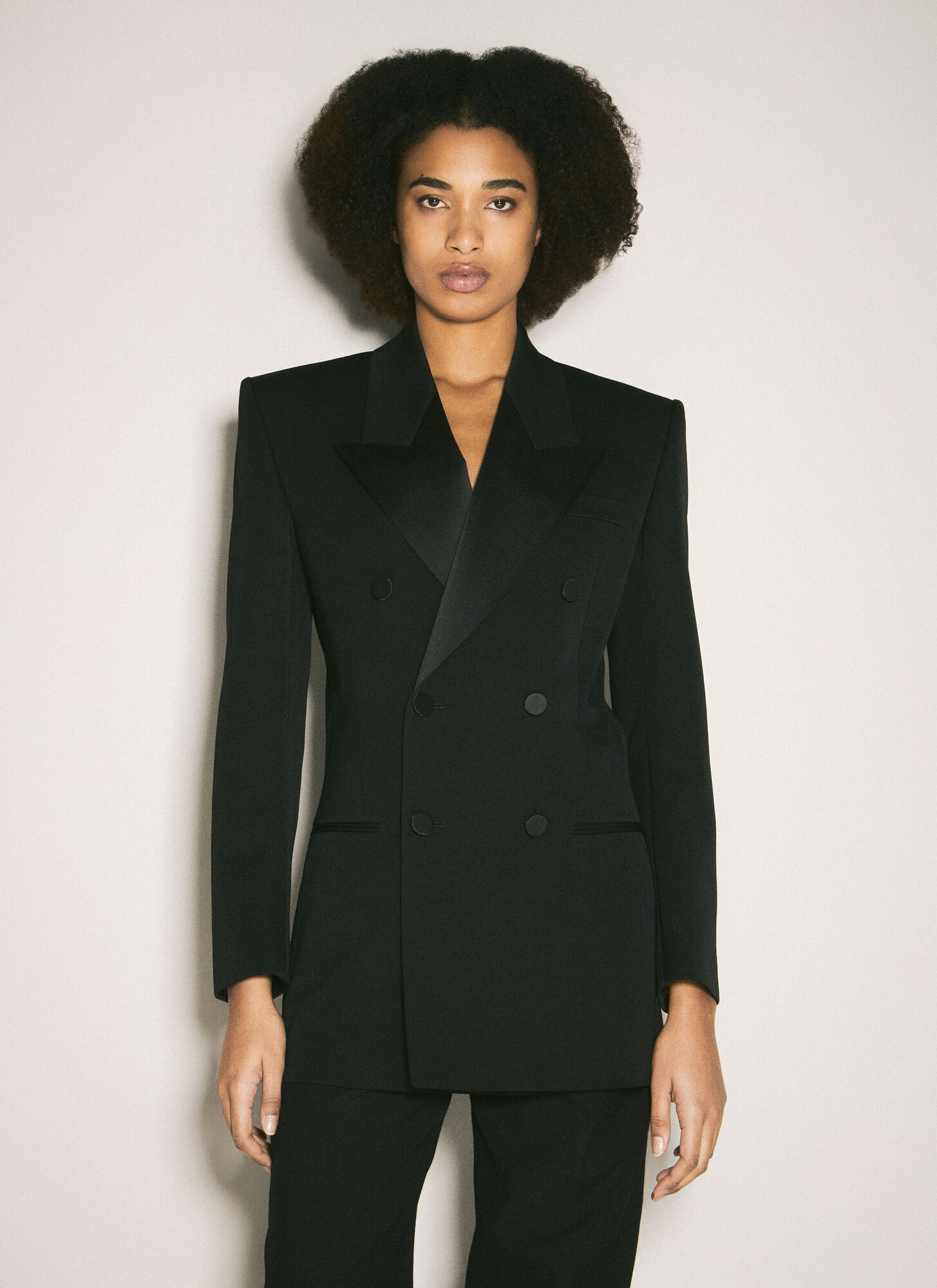 Saint Laurent Double Breast Wool Jacket In Black