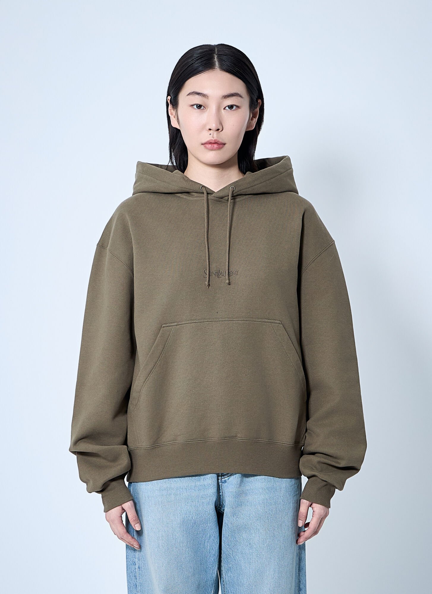 Saint Laurent Brode Hoodie In Beige