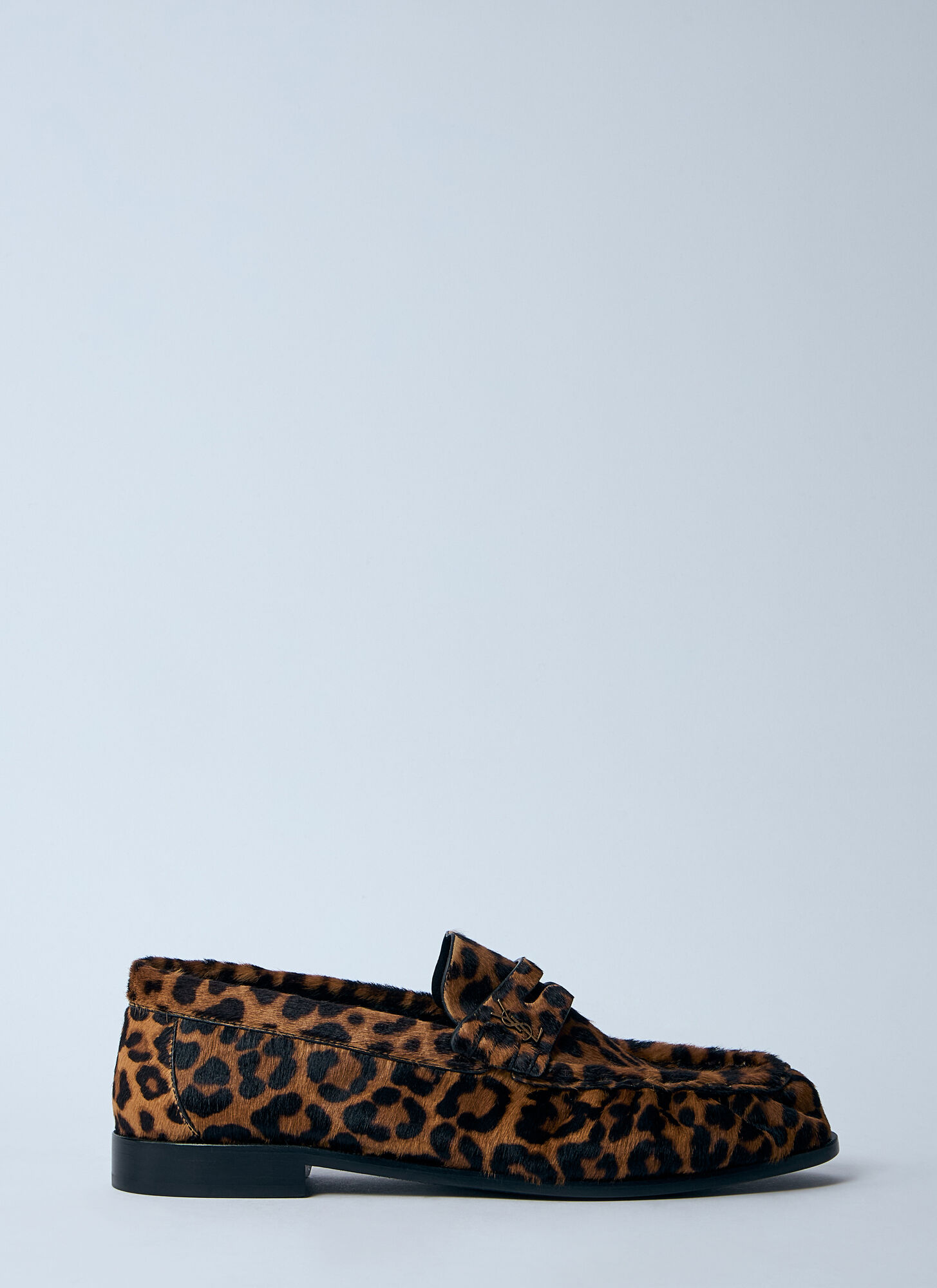 Saint Laurent Brown Loafers With Cassandre Logo And Leopard Motif In Fabric Woman In Brown