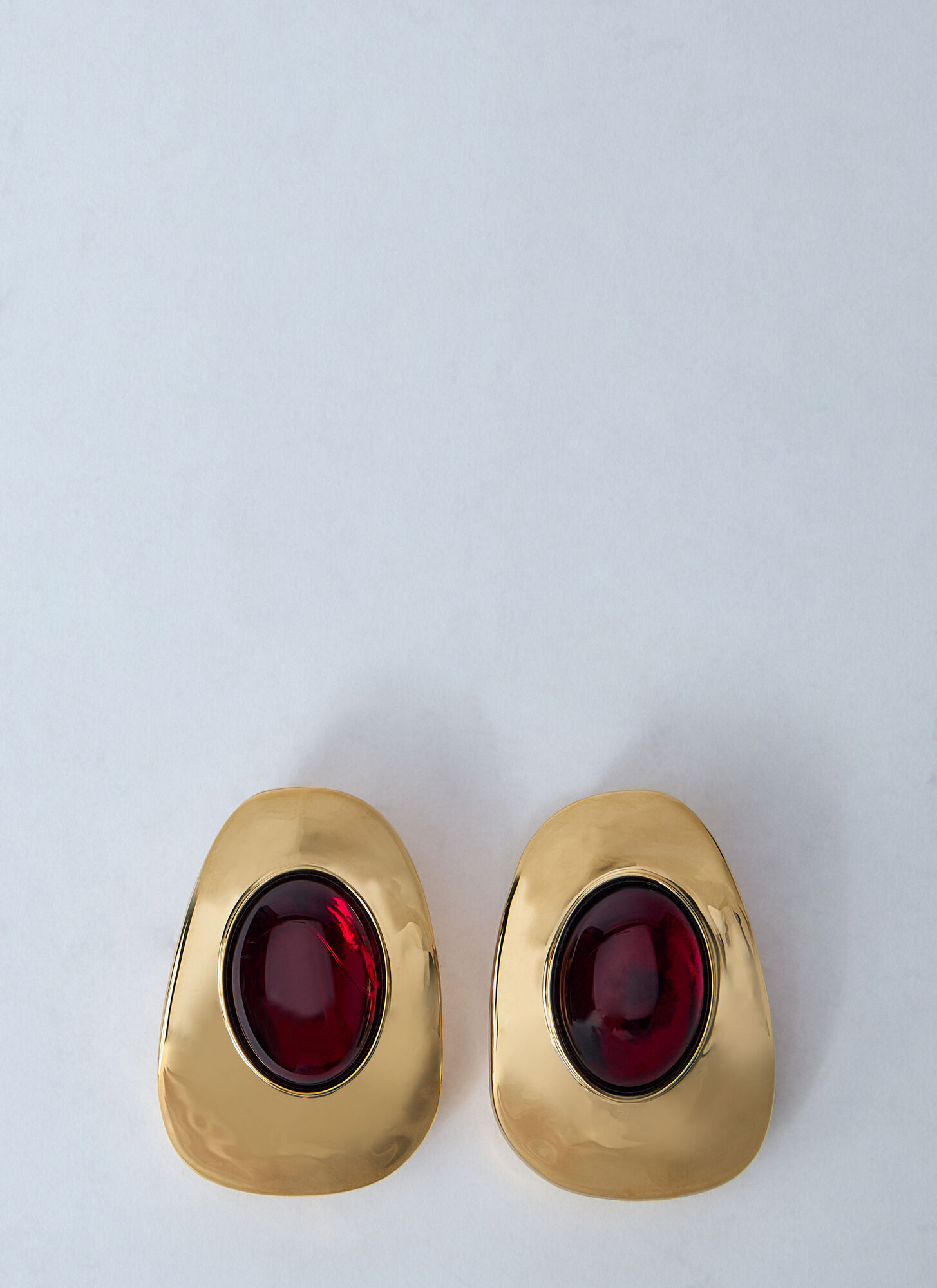 Saint Laurent Resin And Metal Cabochon Earrings In Gold