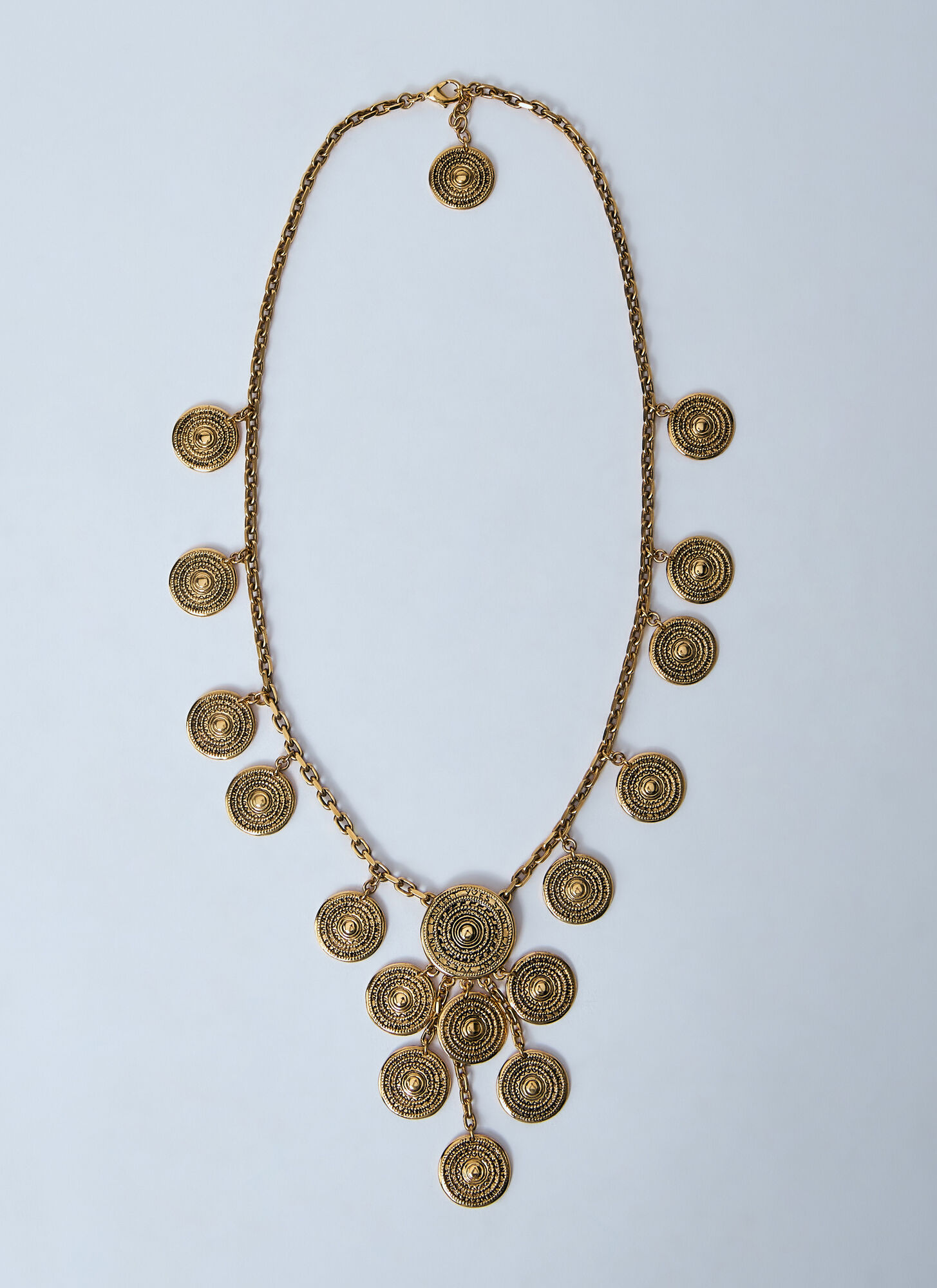 Saint Laurent Medallion Chain Necklace In Gold