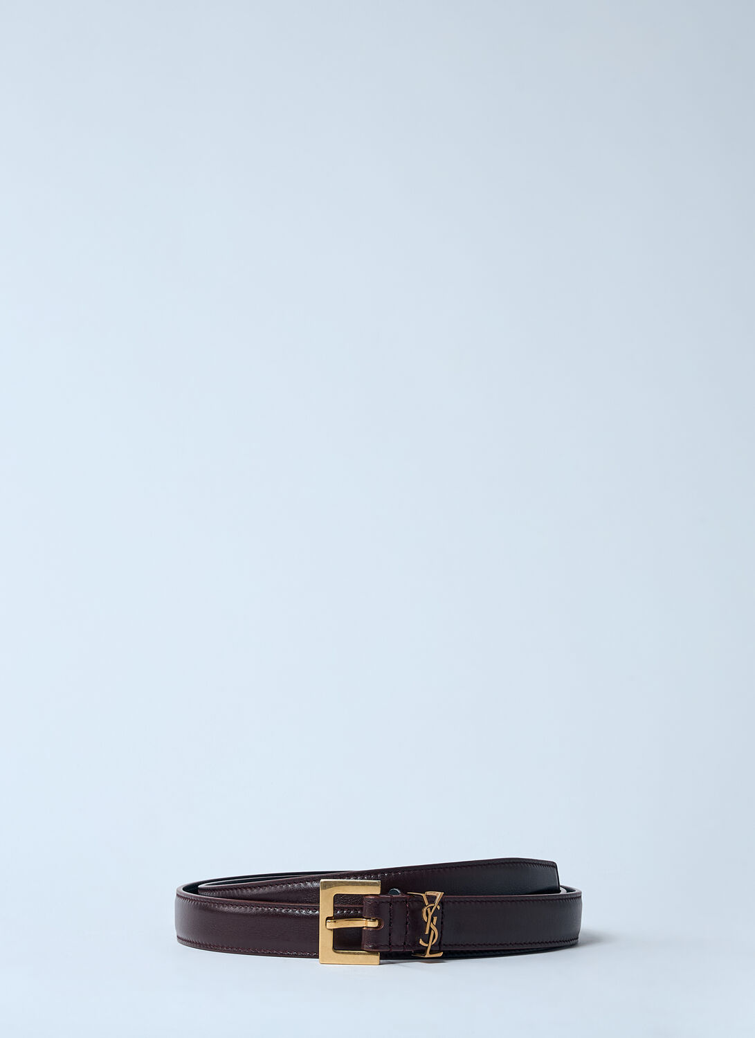 Saint Laurent Cassandre Thin Belt In Black