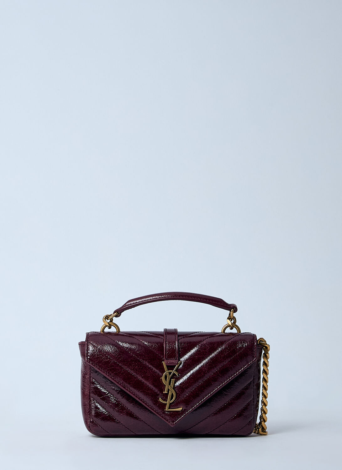 Saint Laurent Mini College Chain Shoulder Bag - Woman Shoulder Bags Burgundy One Size
