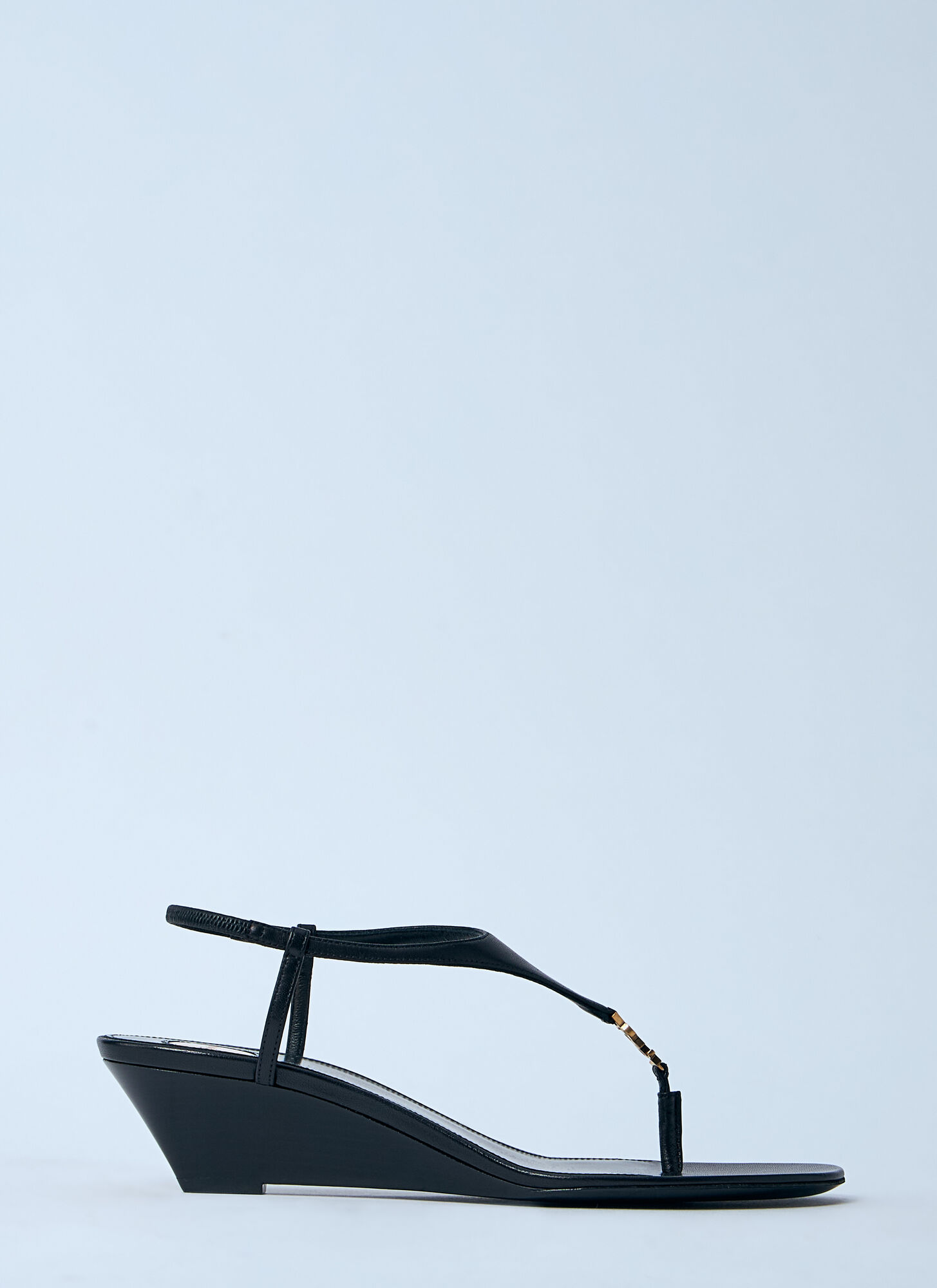 Shop Saint Laurent Logo Motif Wedge Sandals