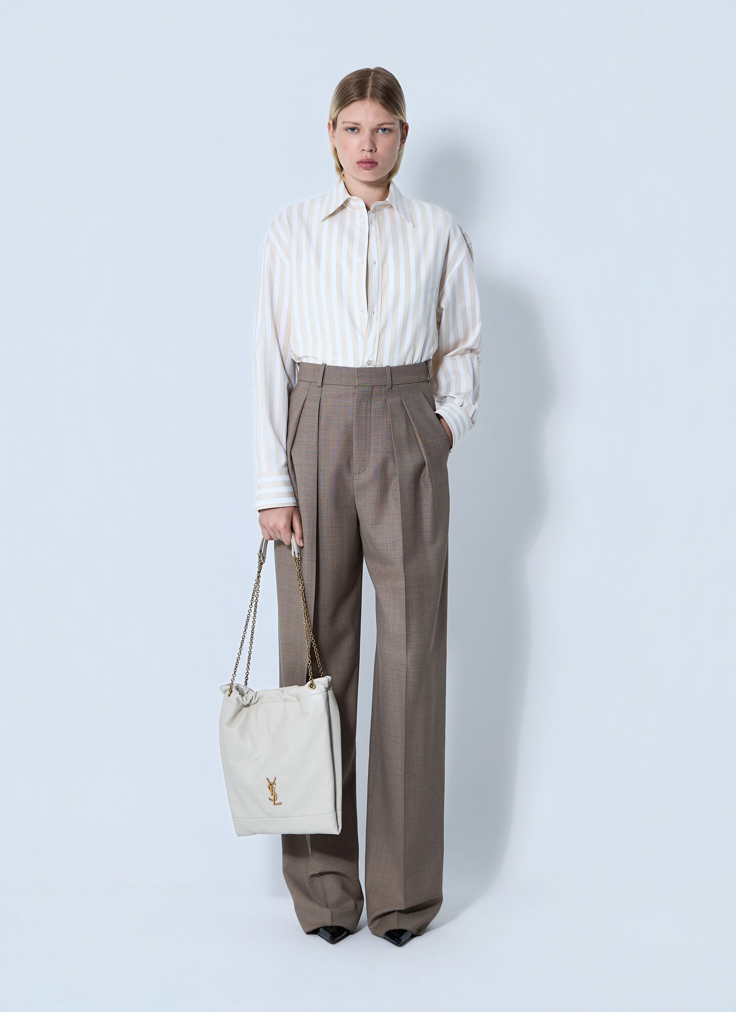  Saint Laurent Saint Laurent Striped Button-down Shirt - Frau Hemden Beige Fr - 38 